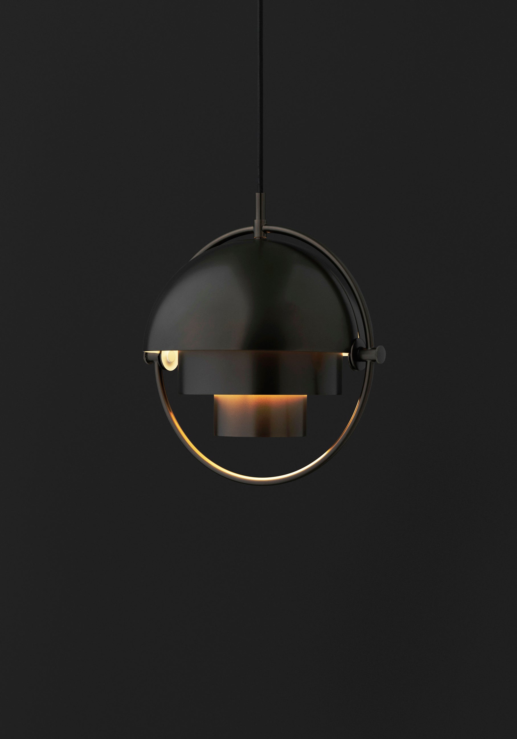 MULTI-LITE pendant lamp in gray-blue with brass
