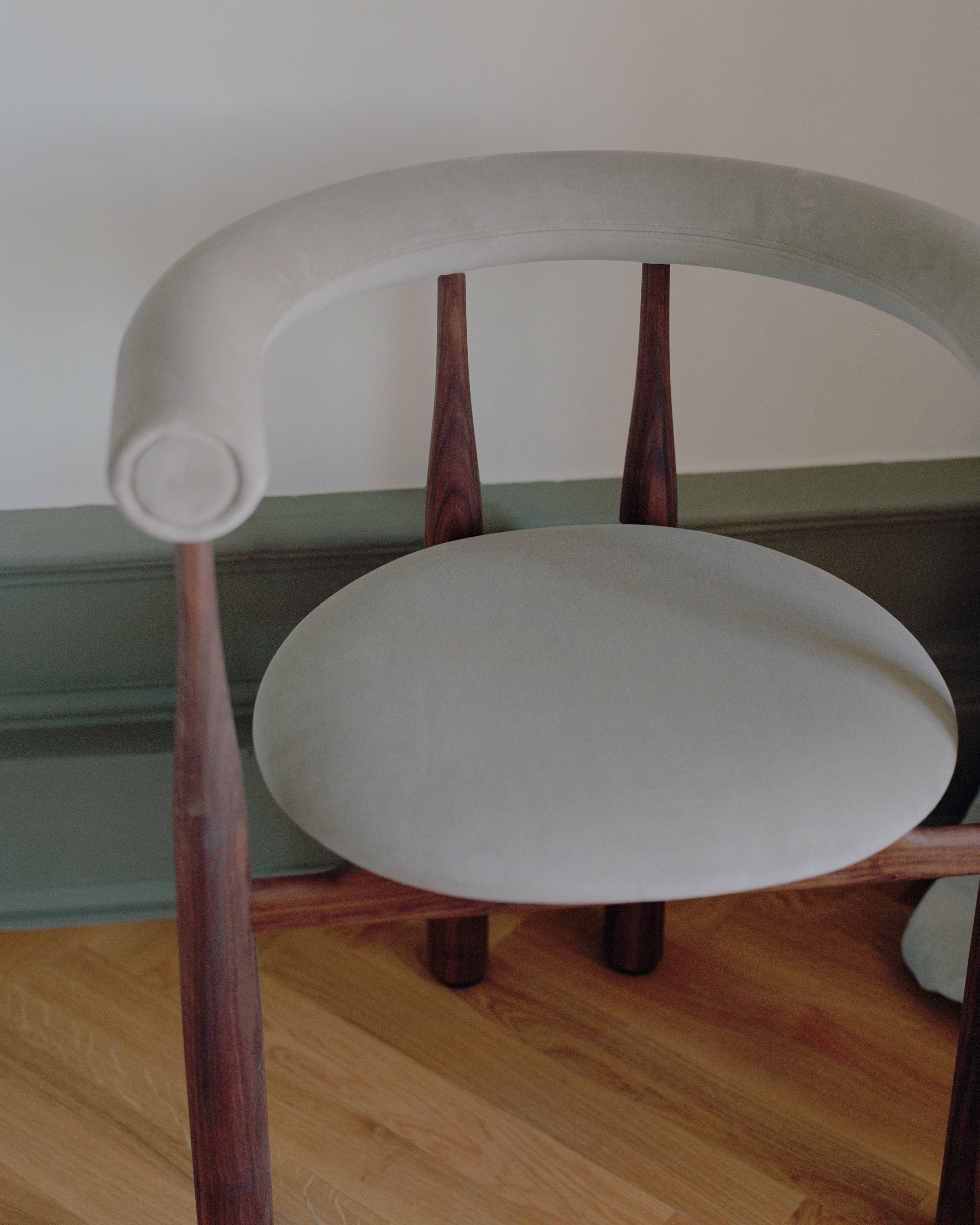 BUKOWSKI FULLY upholstered chair with walnut base