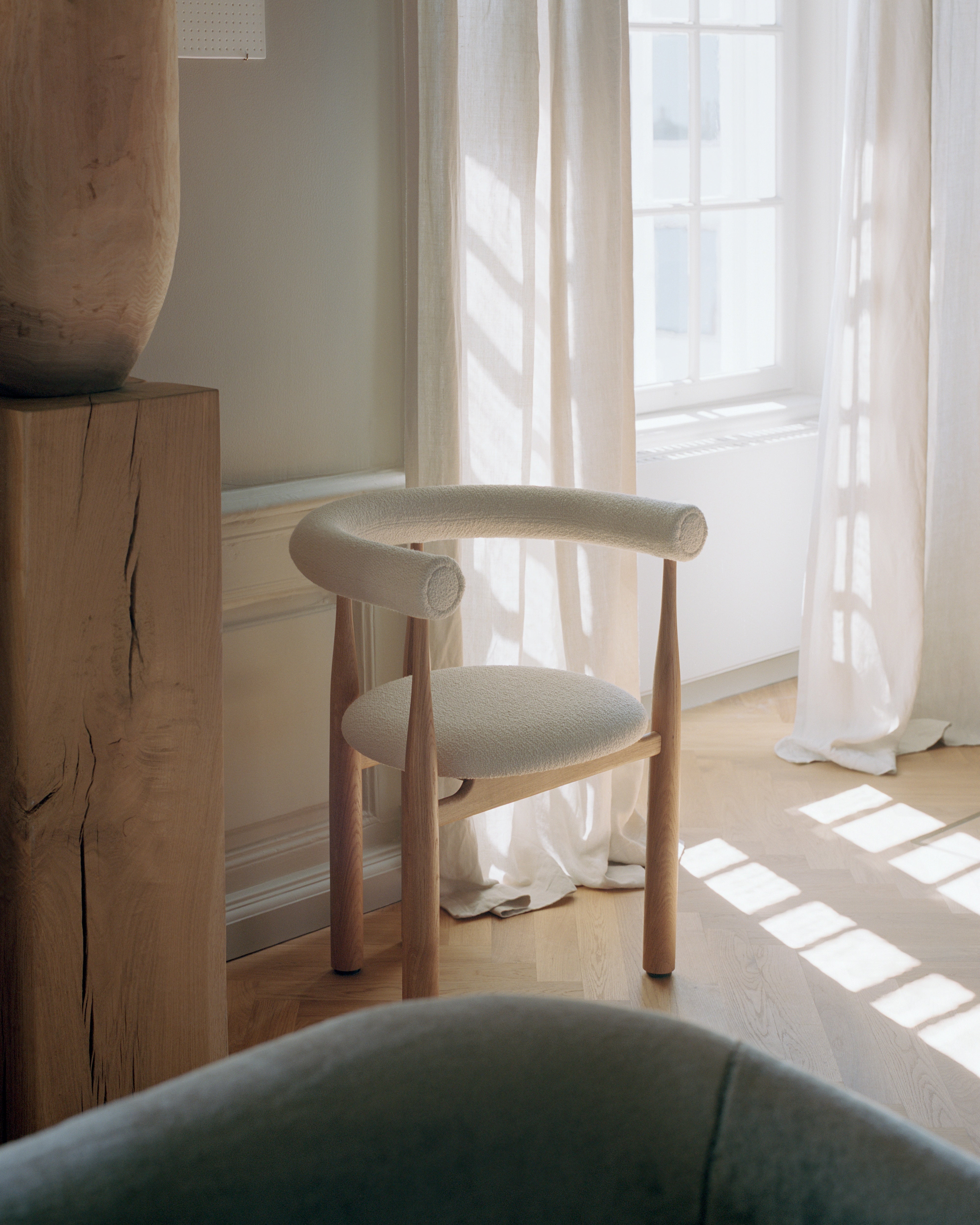 BUKOWSKI FULLY upholstered chair with oak base