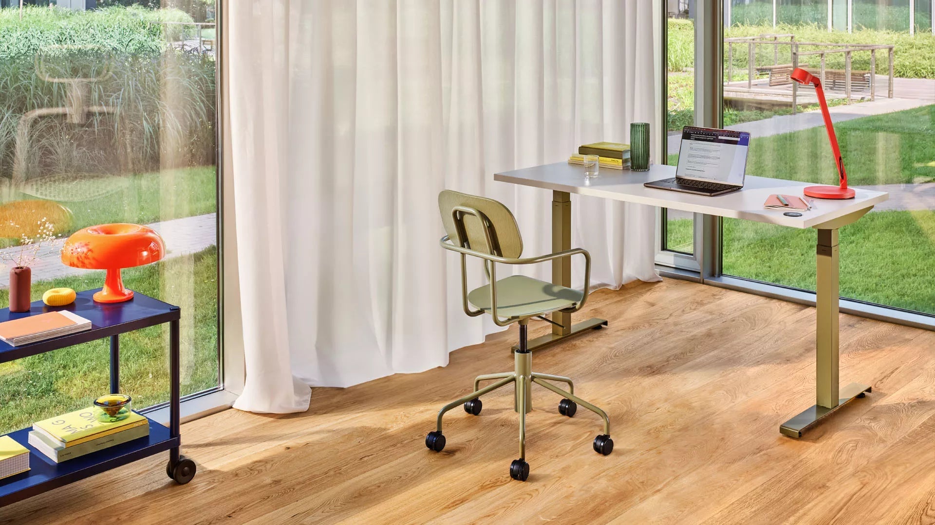New school office chair beige adjustable base
