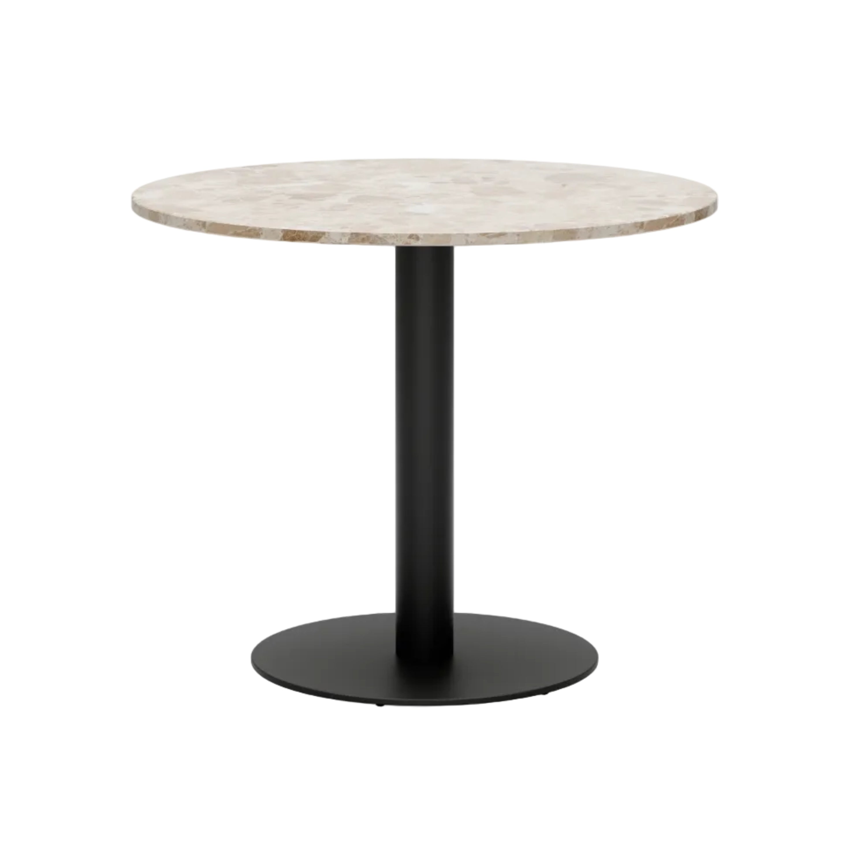 Round Bar Table FLORENCE Beige Marble with Black Base