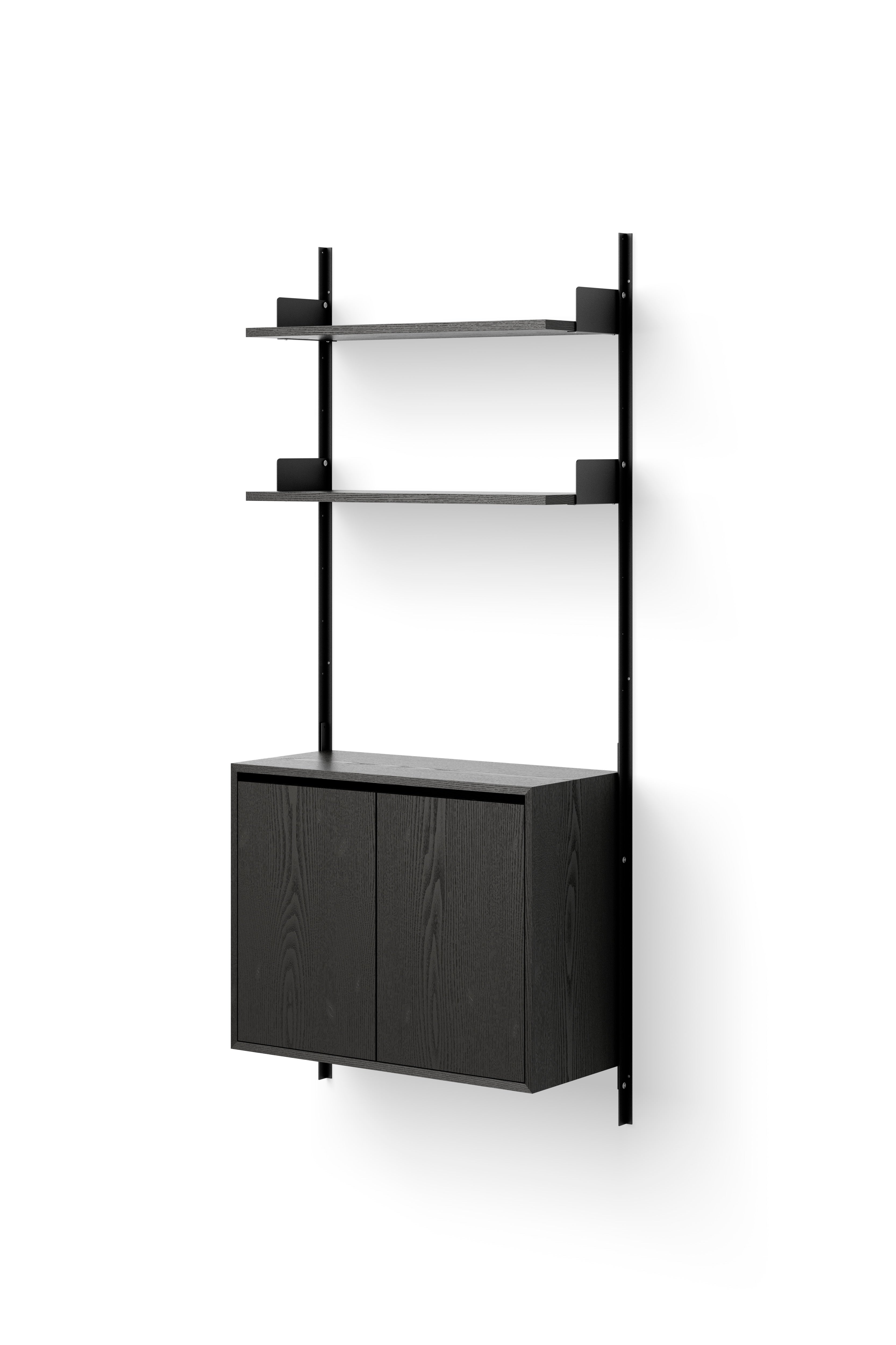 Hanging cabinet with new works door black ash veneer