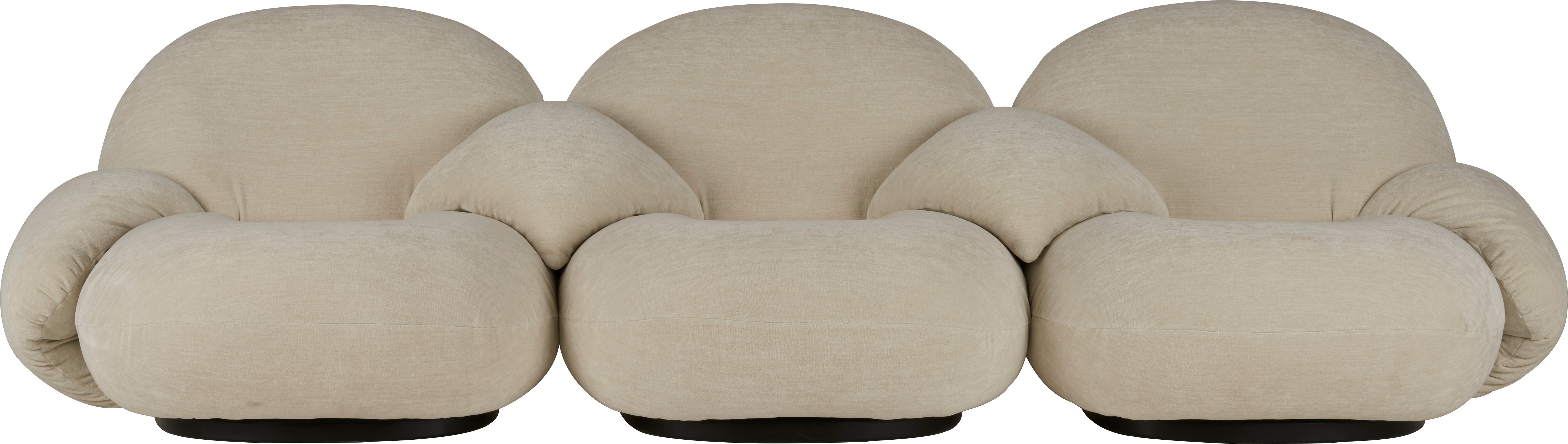 3-seater PACHA sofa upholstered with a black base