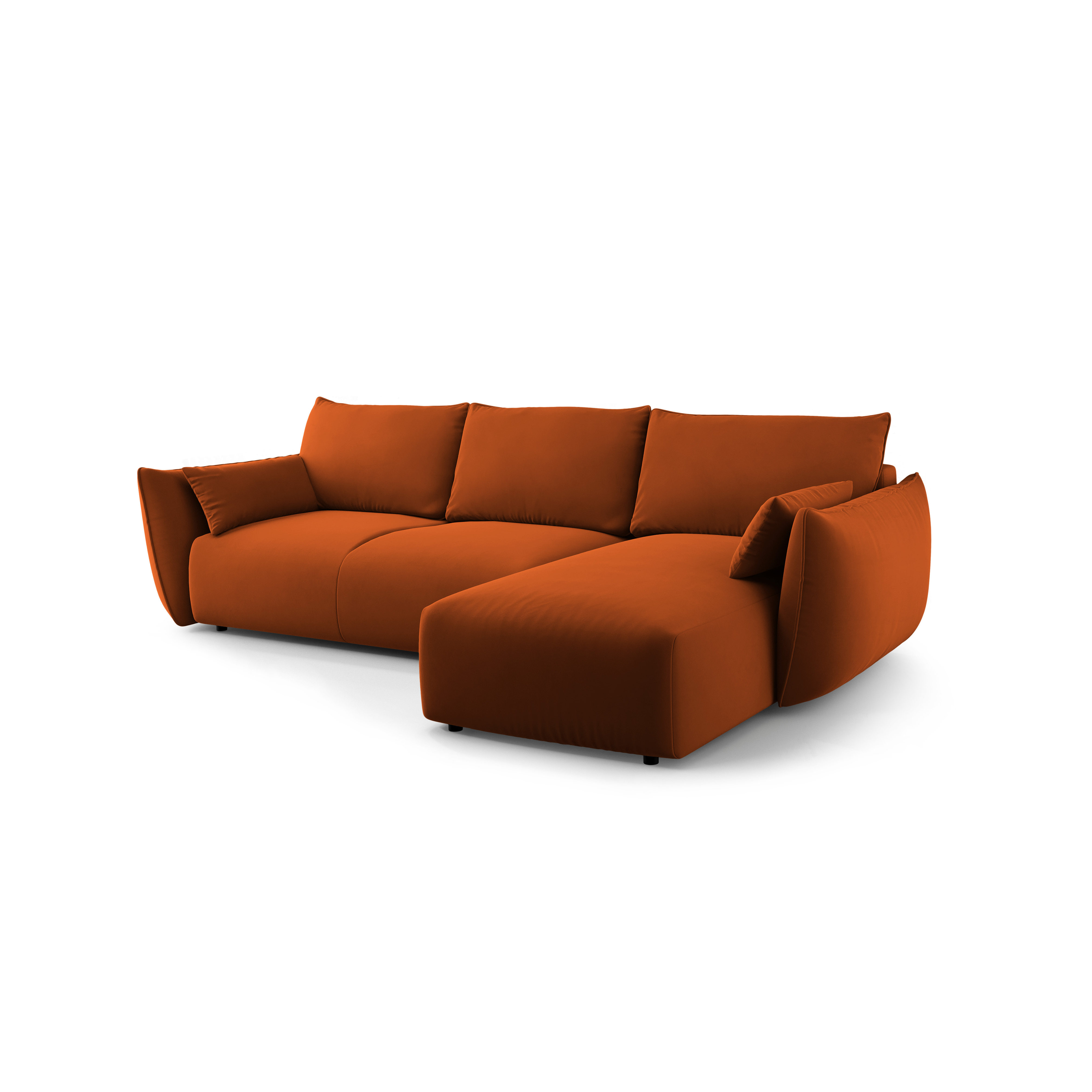 Rechtes Samt-Ecksofa mit Schlaffunktion MATERA Ziegel