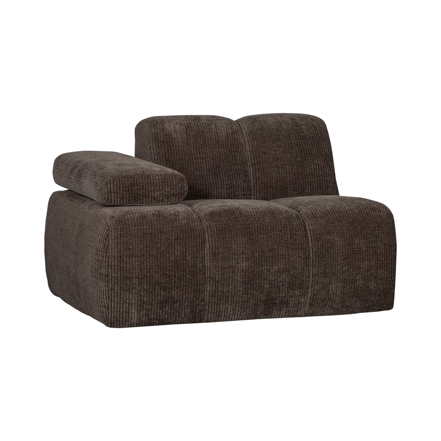 Modulares Sofa MOJO - 1-sitziges Element linksseitig in dunkelbraunem Cord [Klaudia]