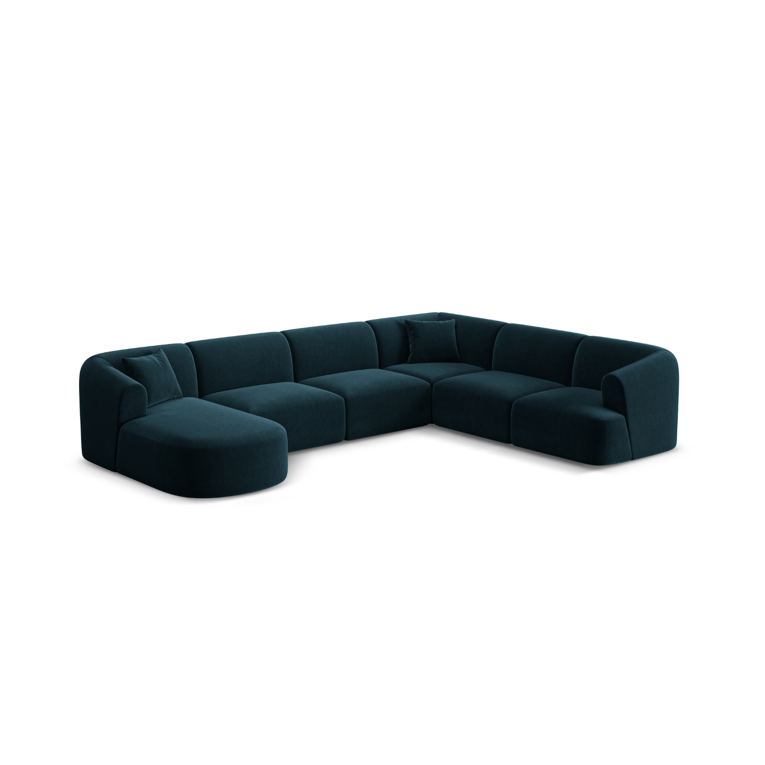 Right-facing velvet panoramic corner sofa for 7 people CAMPI petrol