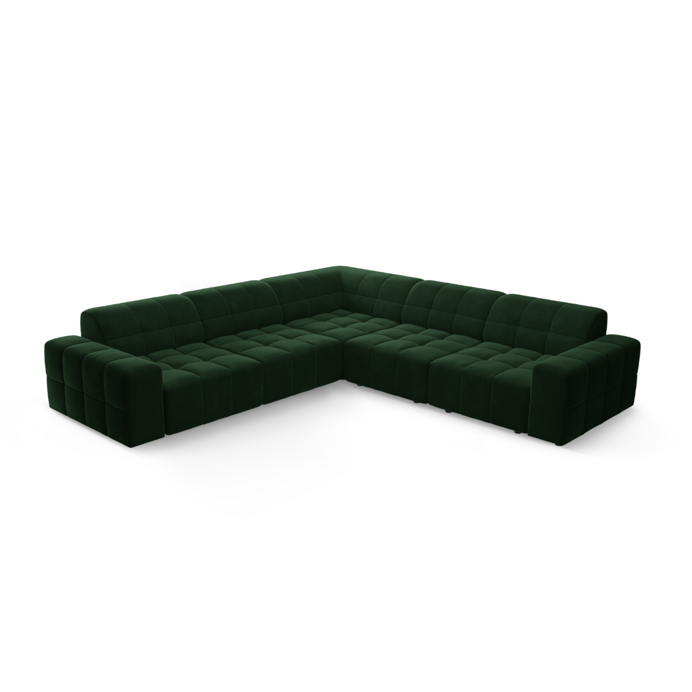 Samt-Ecksofa CHICAGO in Flaschengrün