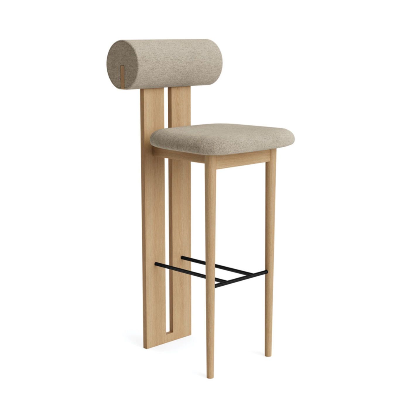 Upholstered stool HIPPO oak wood