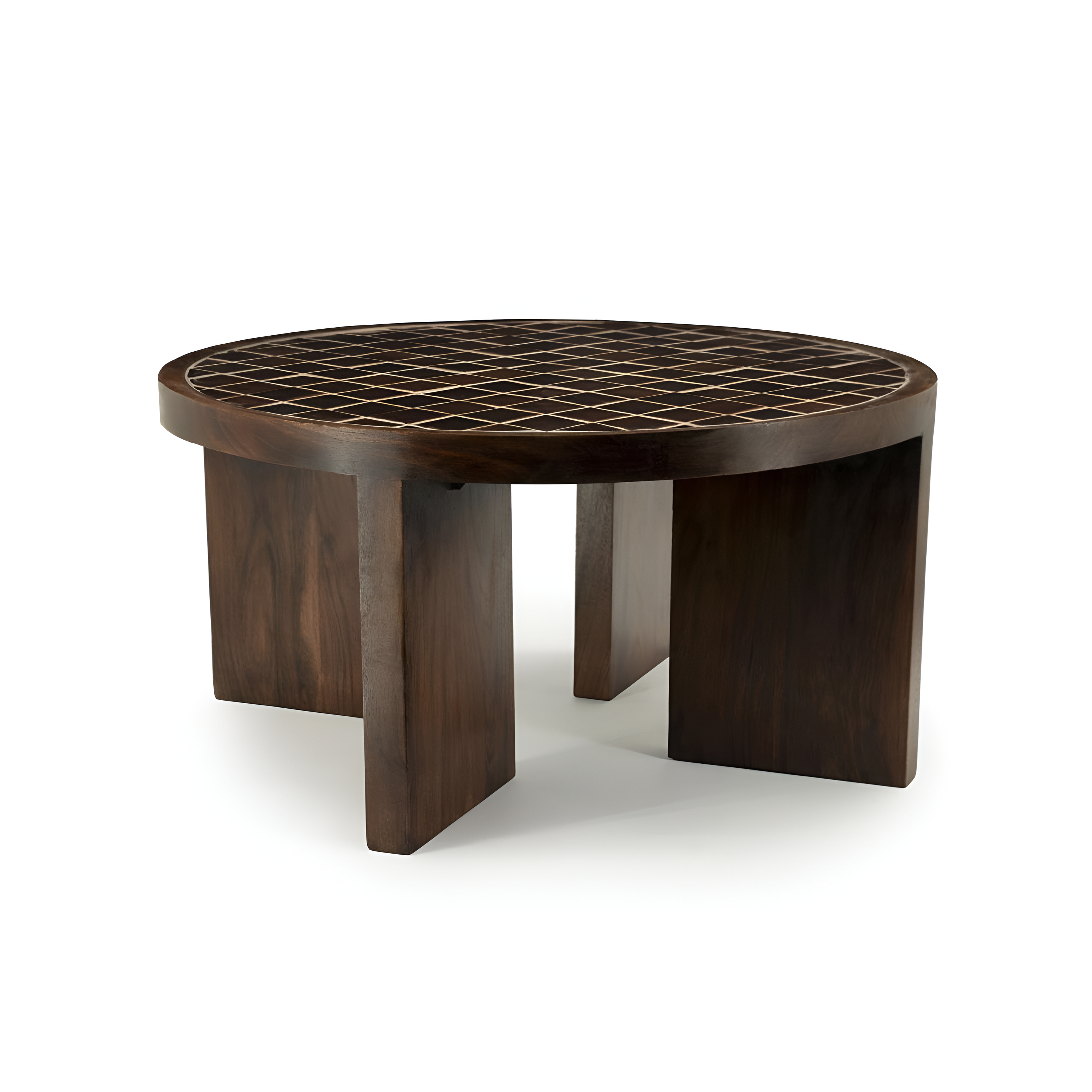 Couchtisch TILED UP aus dunkelbraunem Mangoholz