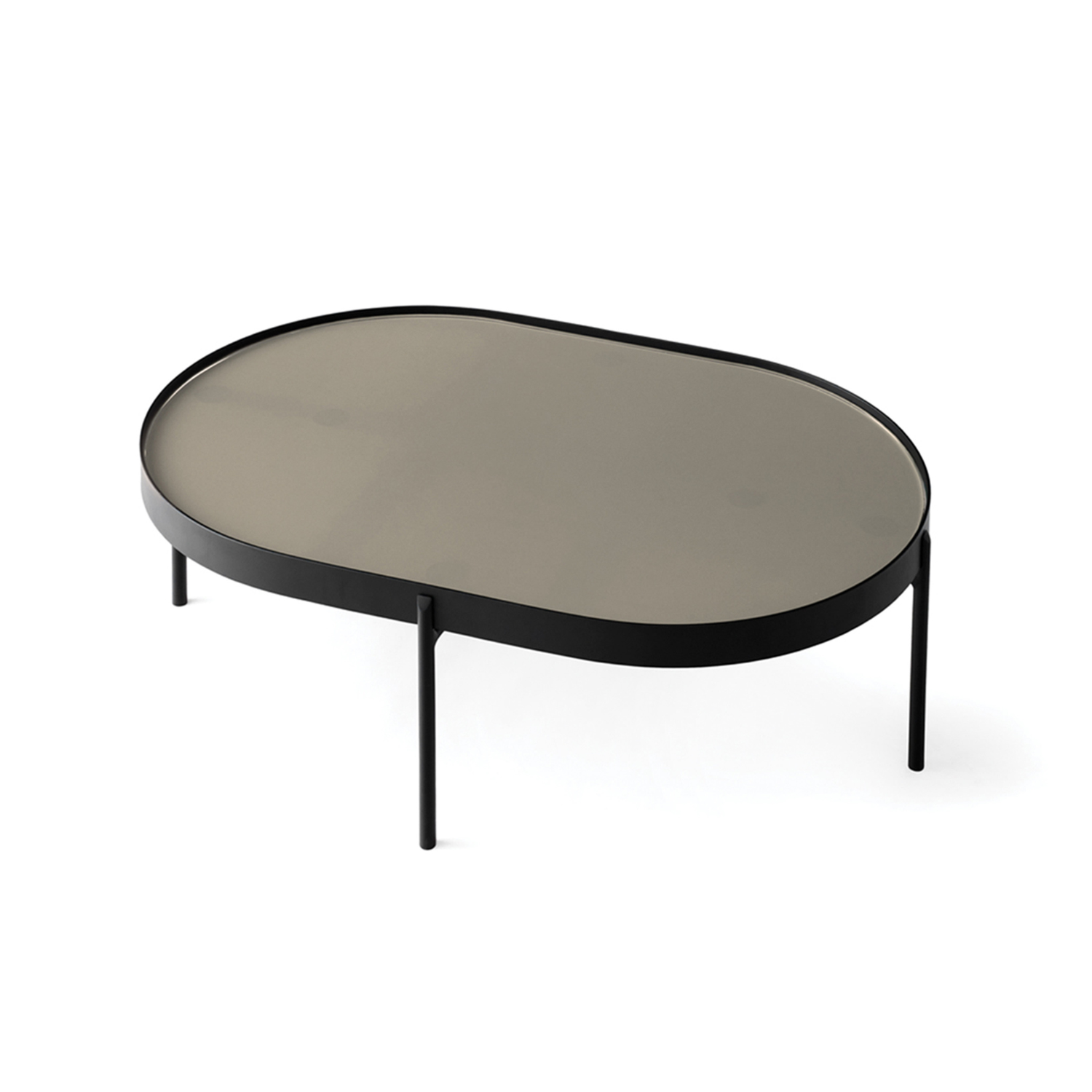 Couchtisch NONO beige Glas mit schwarzem Gestell