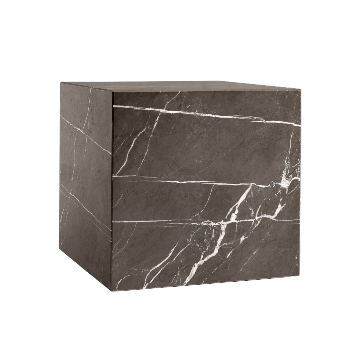 Beistelltisch PLINTH CUBIC brauner Marmor