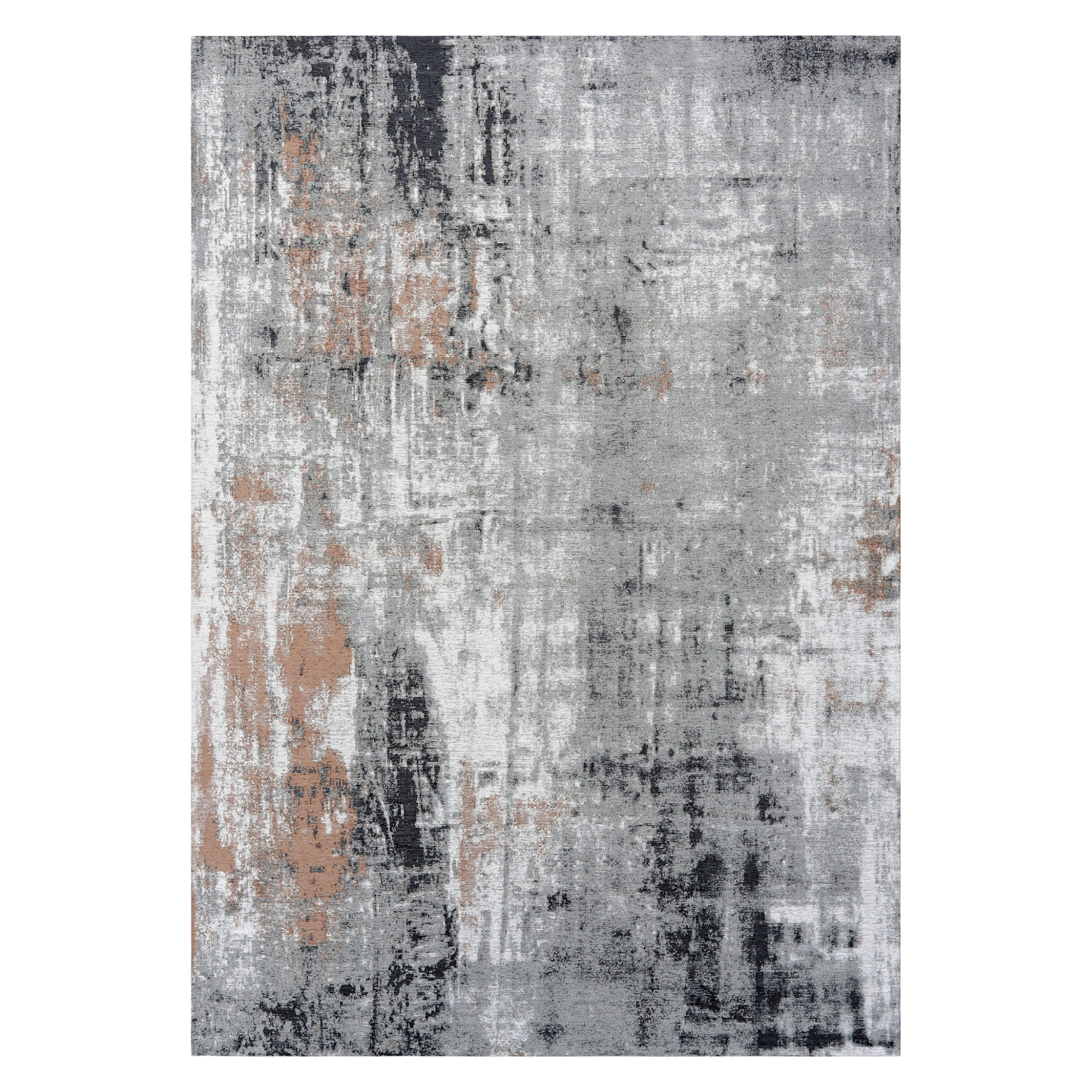 DECO RUGS Gray Rug with Brown and Black