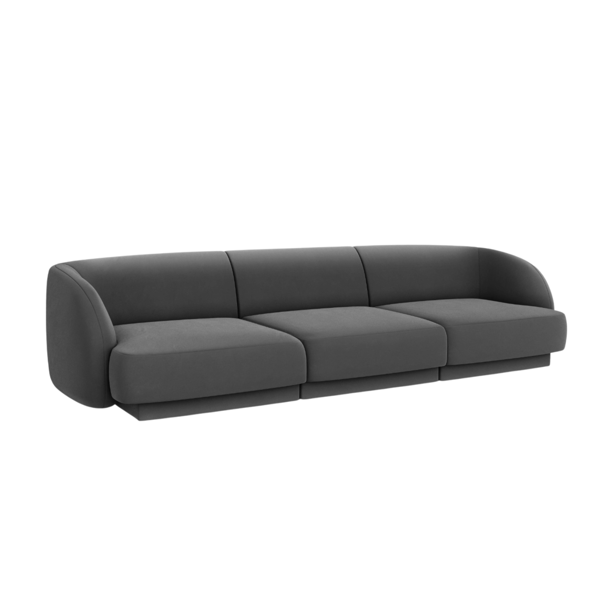 Velvet 3-Seater Sofa MILEY Dark Gray [Monika corrected]