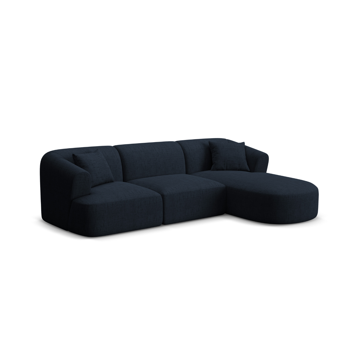Right-facing 4-seater sofa CAMPI blue chenille
