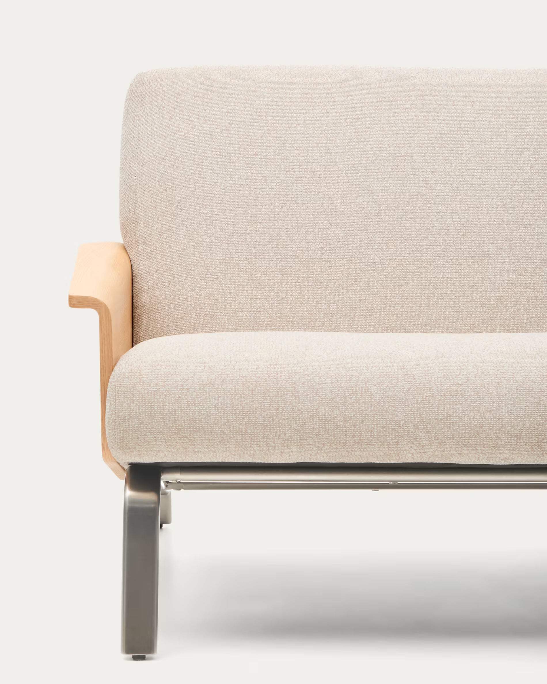 Sofa 2-sitzig AMSEN beige mit Eichenfurnier und Stahlgestell
