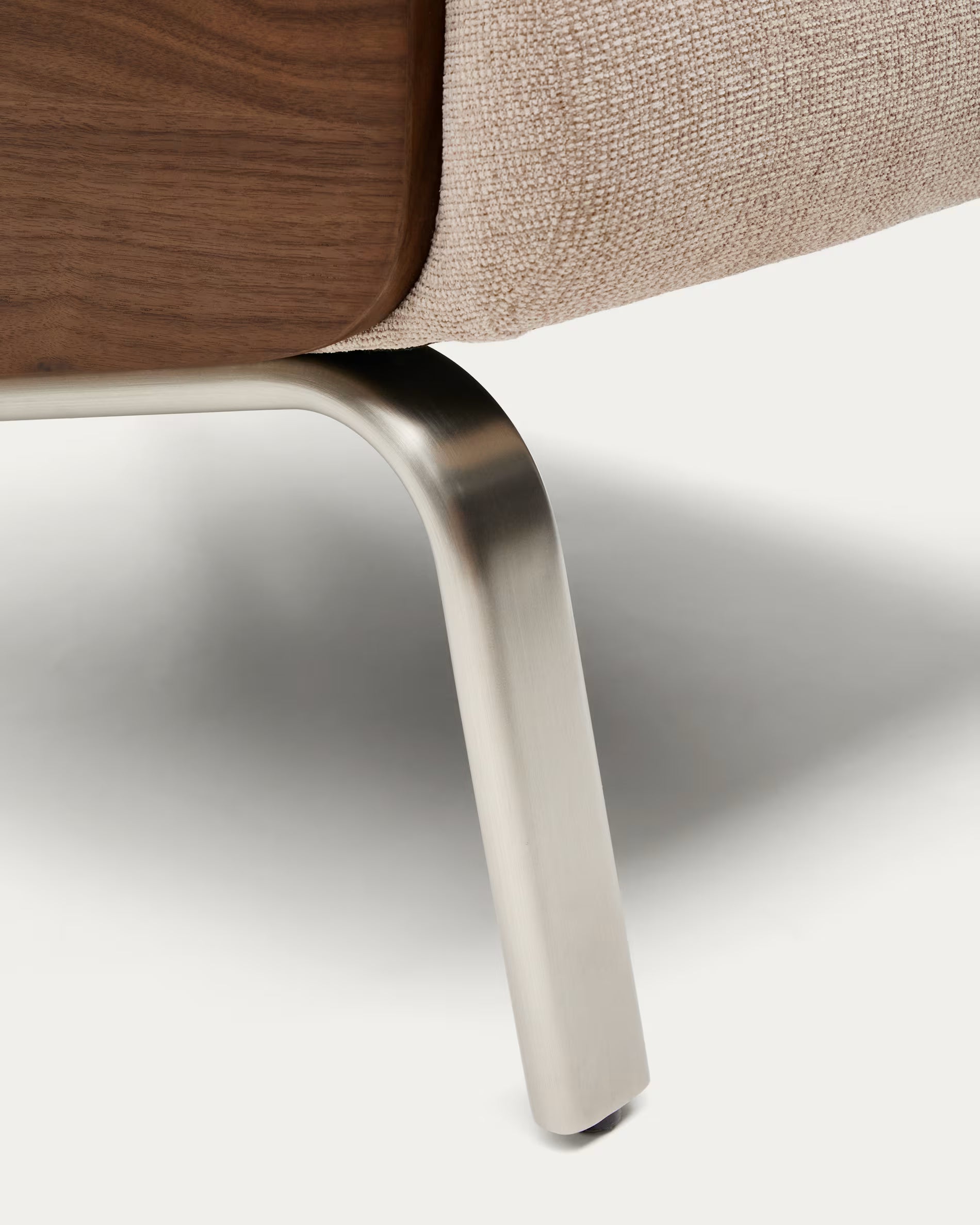 3-seater Sofa AMSEN light brown with walnut plywood and steel base