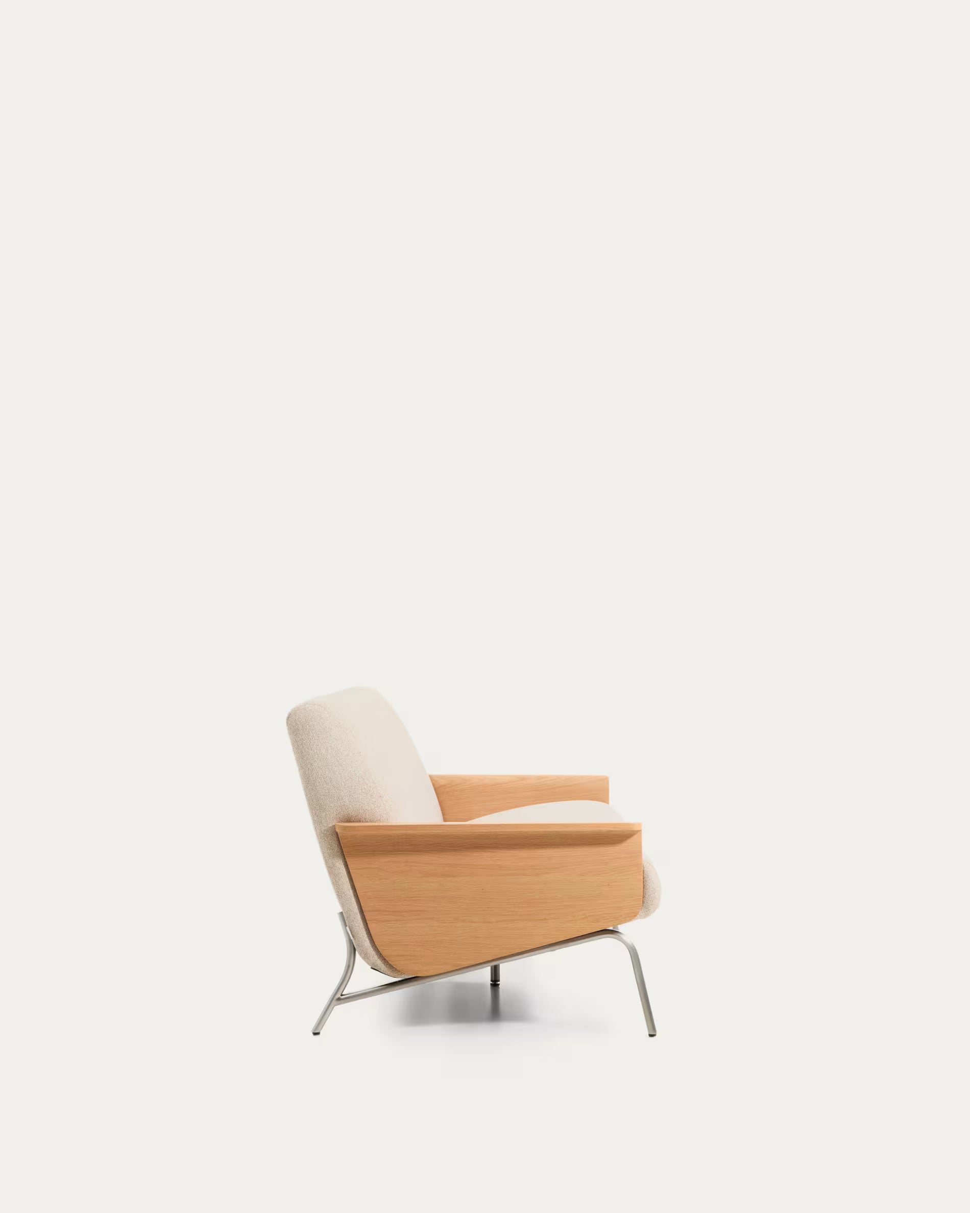 3-Sitzer Sofa AMSEN beige mit Eichenfurnier und Stahlgestell