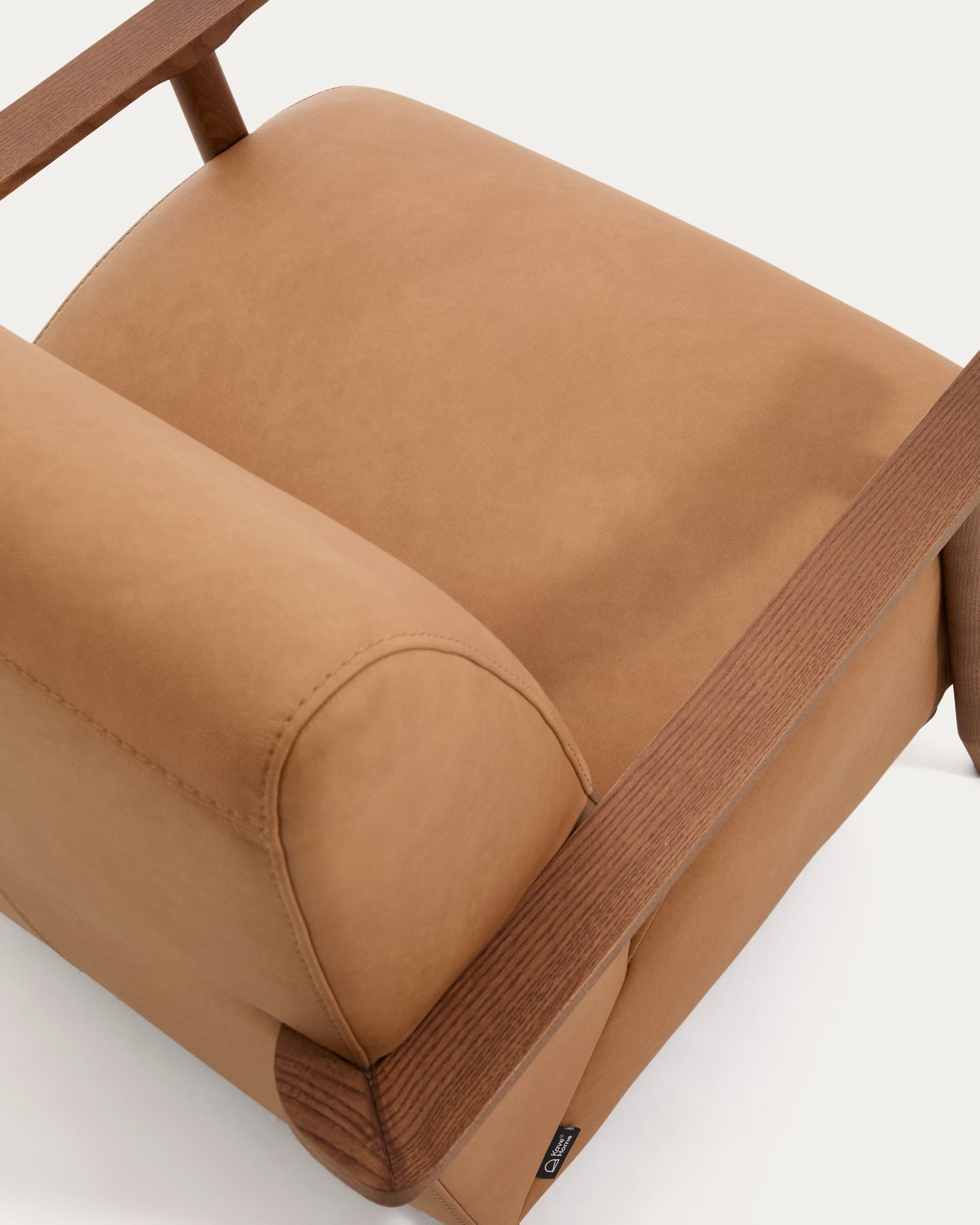 MEGHAN Armchair brown leather with dark ash base