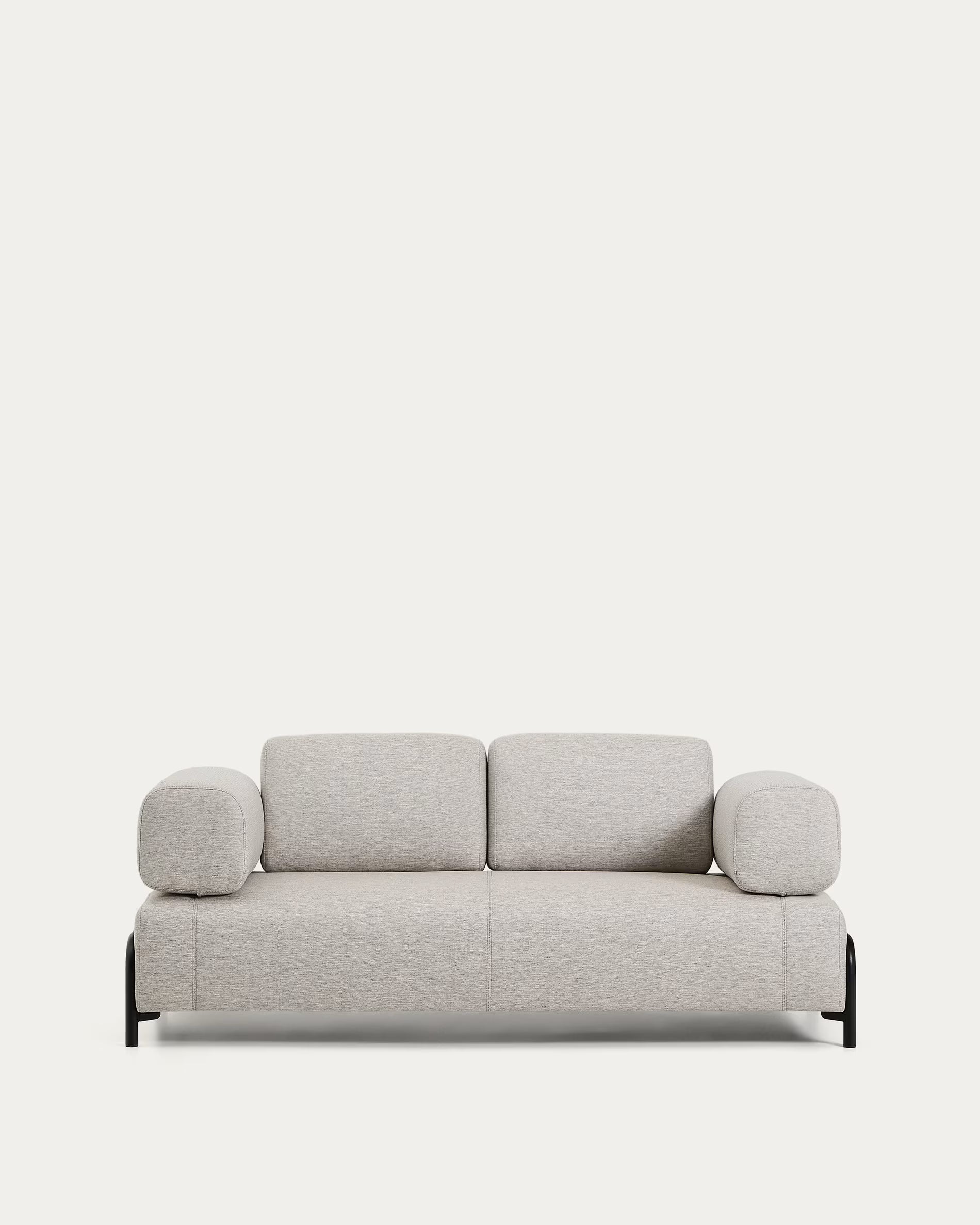 Sofa 2-sitzig mit Armlehnen COMPO grau-beige mit schwarzem Gestell