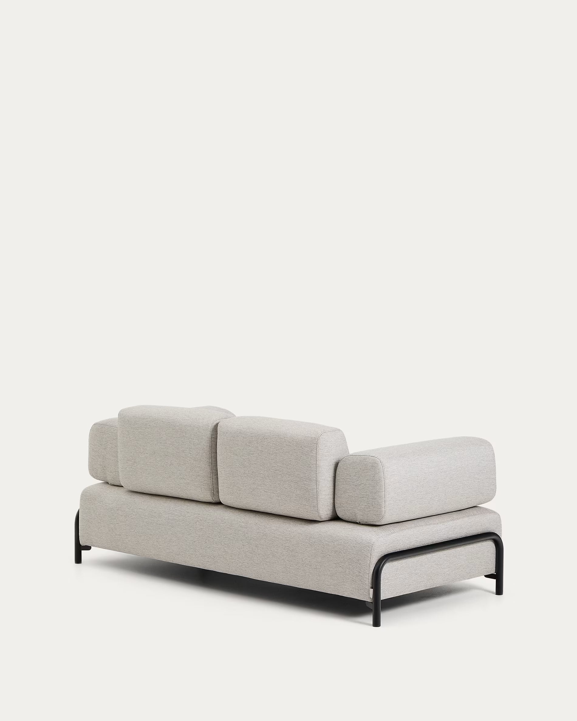 Sofa 2-sitzig mit Armlehnen COMPO grau-beige mit schwarzem Gestell
