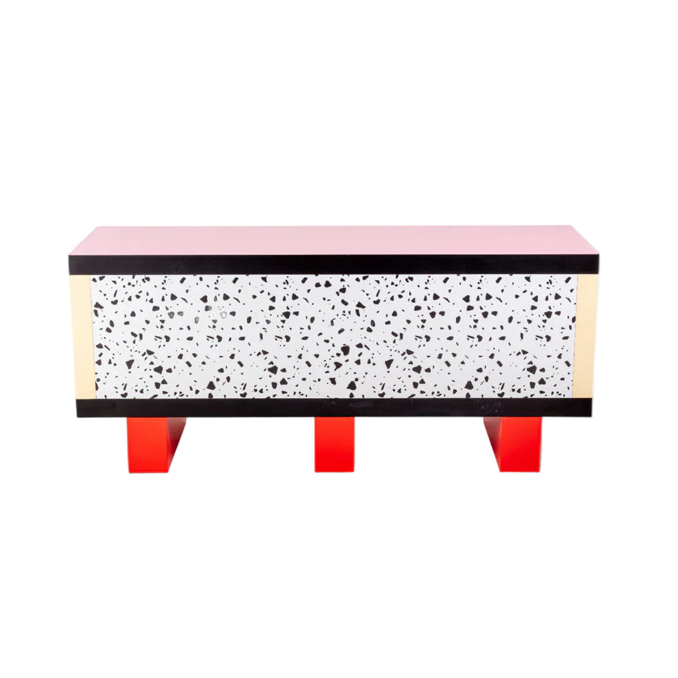 SUPERCABINET TERRAZZO white with pink and red