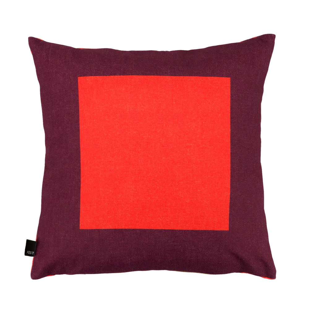 SQUARE Cushion Burgundy with Coral