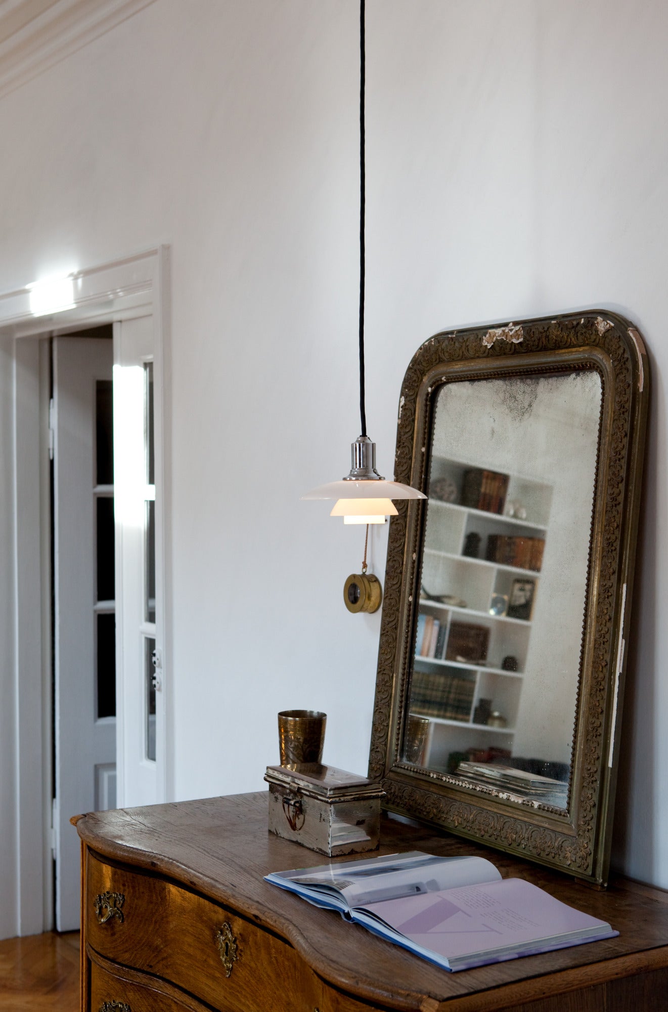 Pendelleuchte PH 2/1 weiß mit verchromter Oberfläche