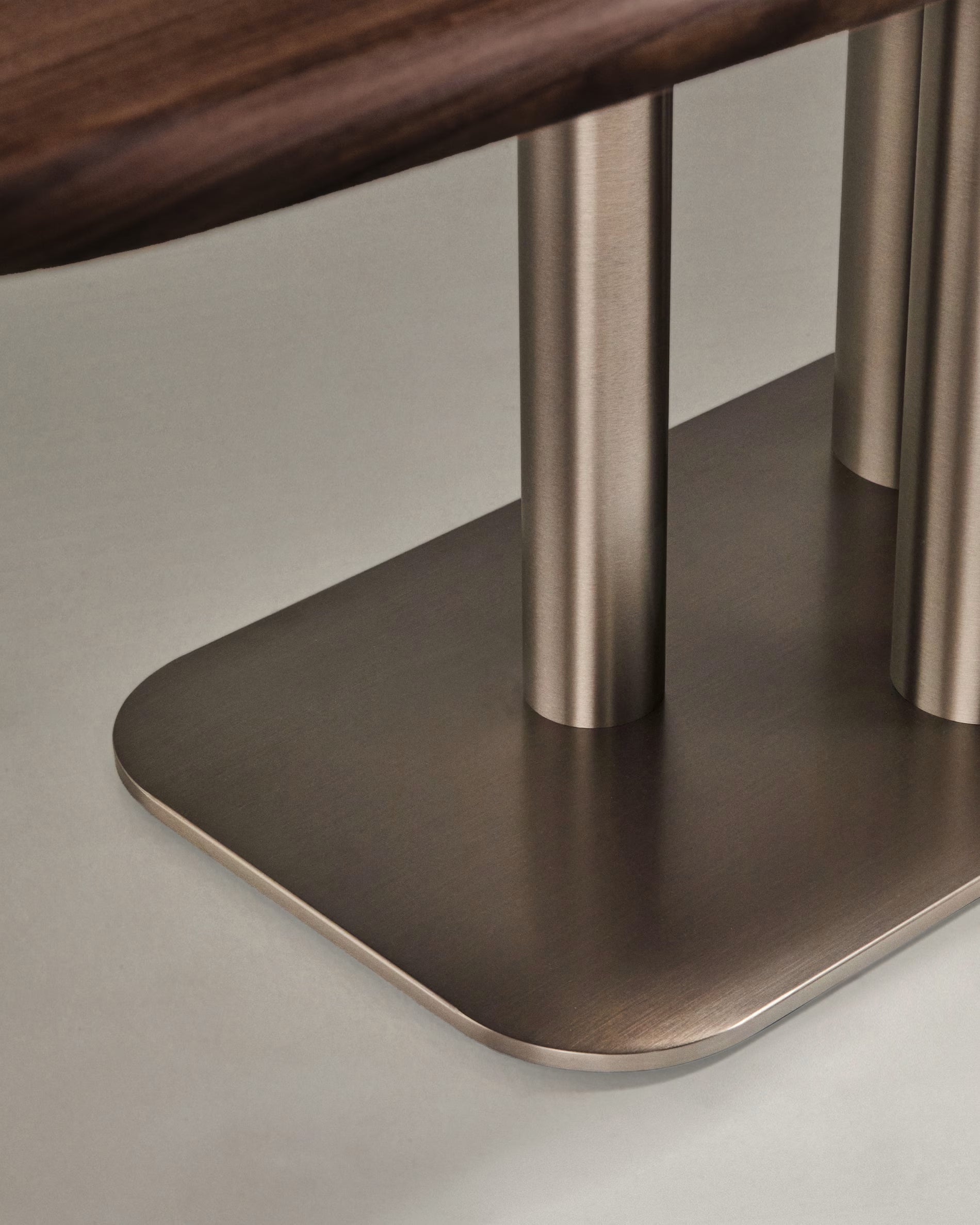 MELVAR table with walnut veneer and steel base