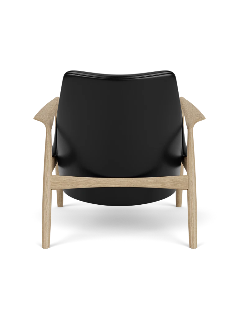Sessel THE SEAL schwarze Leder mit Eichenbasis [Julia]
