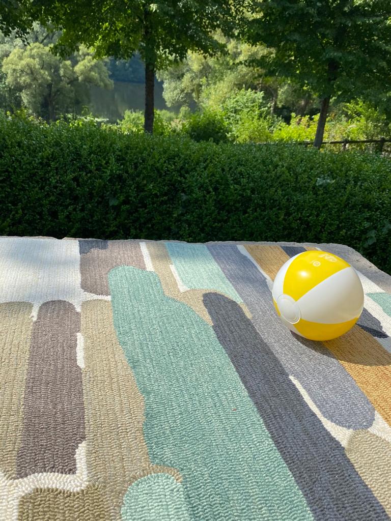 External rug Trattino Sea Glass beige-blue