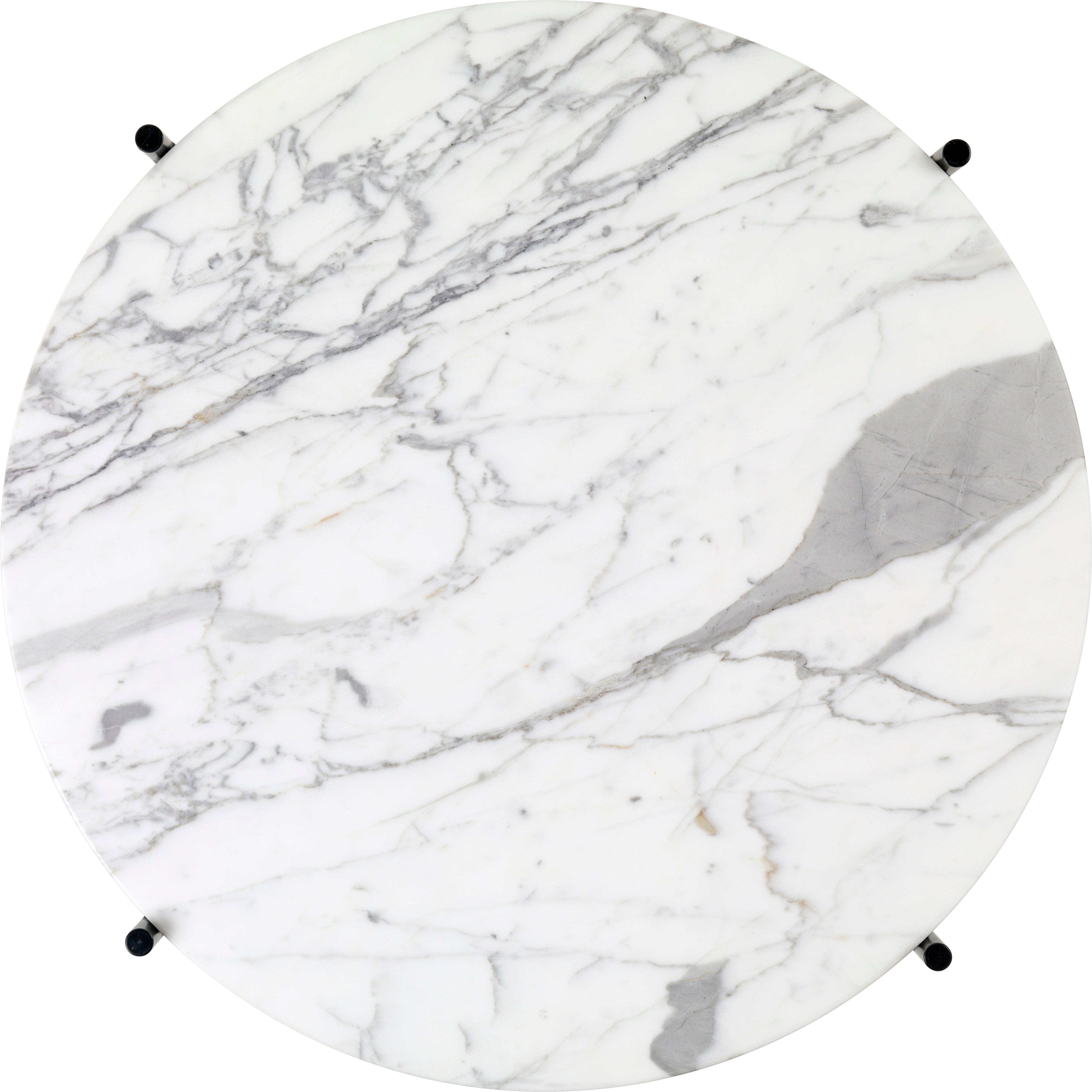 Round coffee table TS white marble with black base