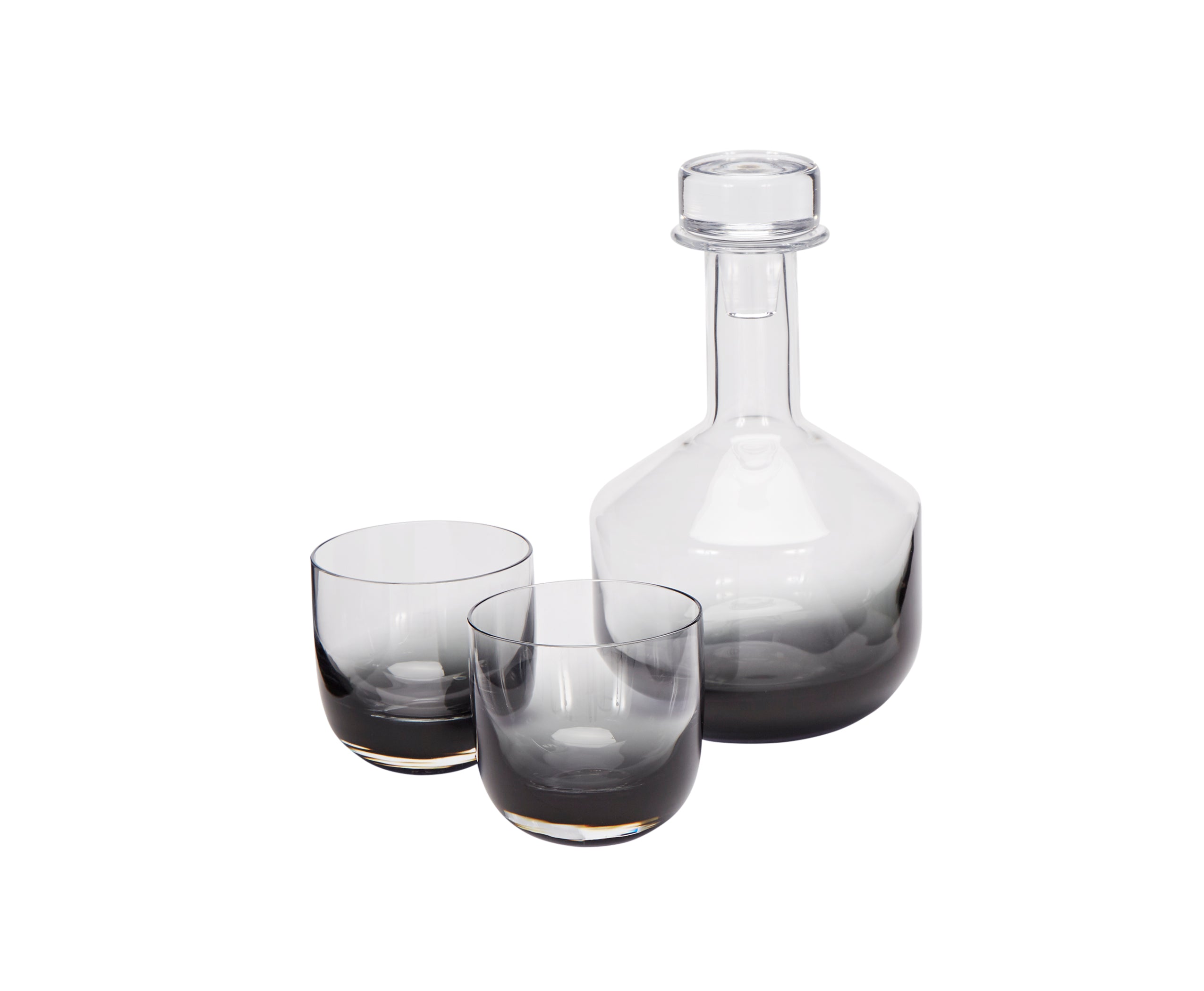Set of whiskey glasses tank black glass