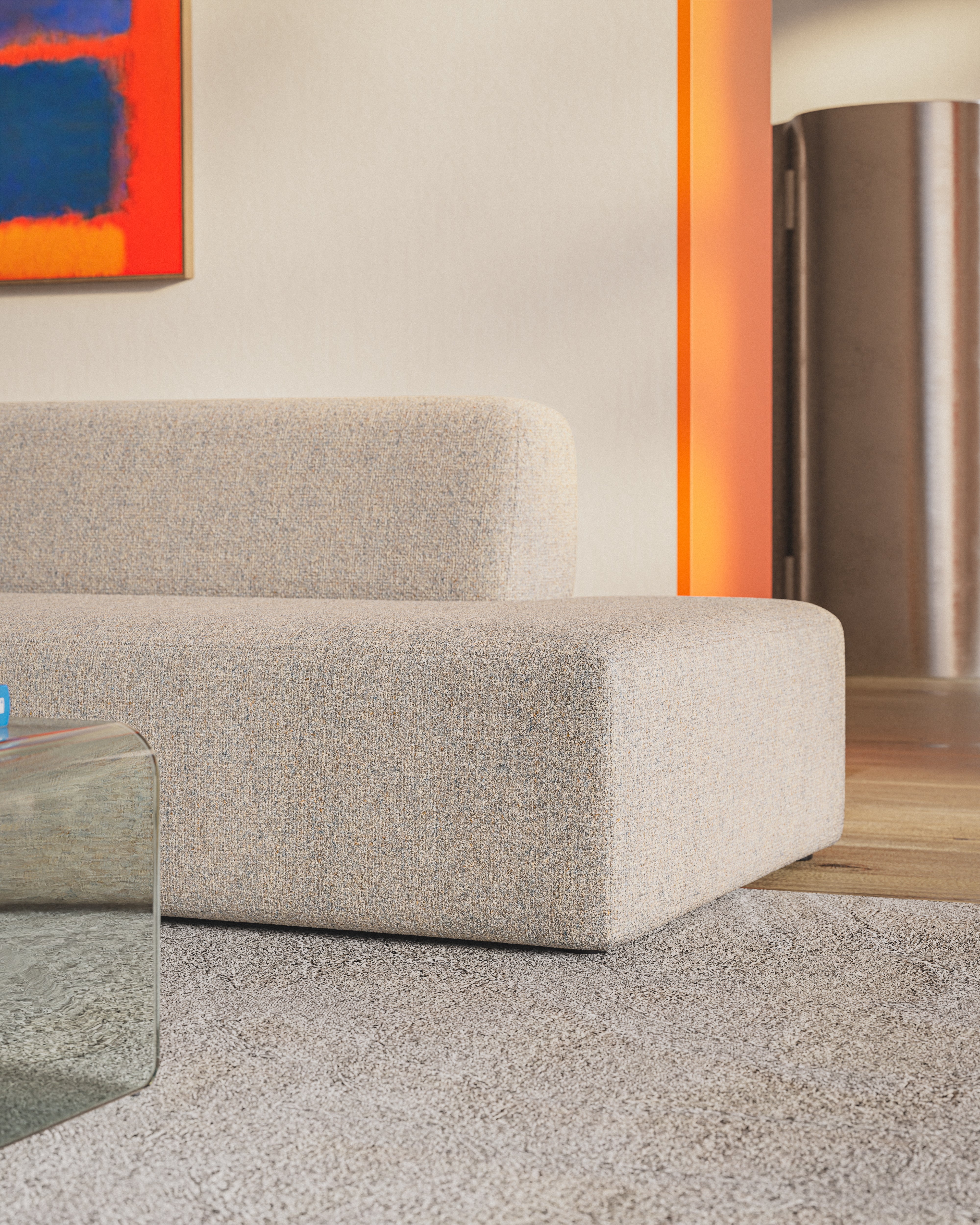 Open right-sided modular corner sofa UMI beige [Amelia]