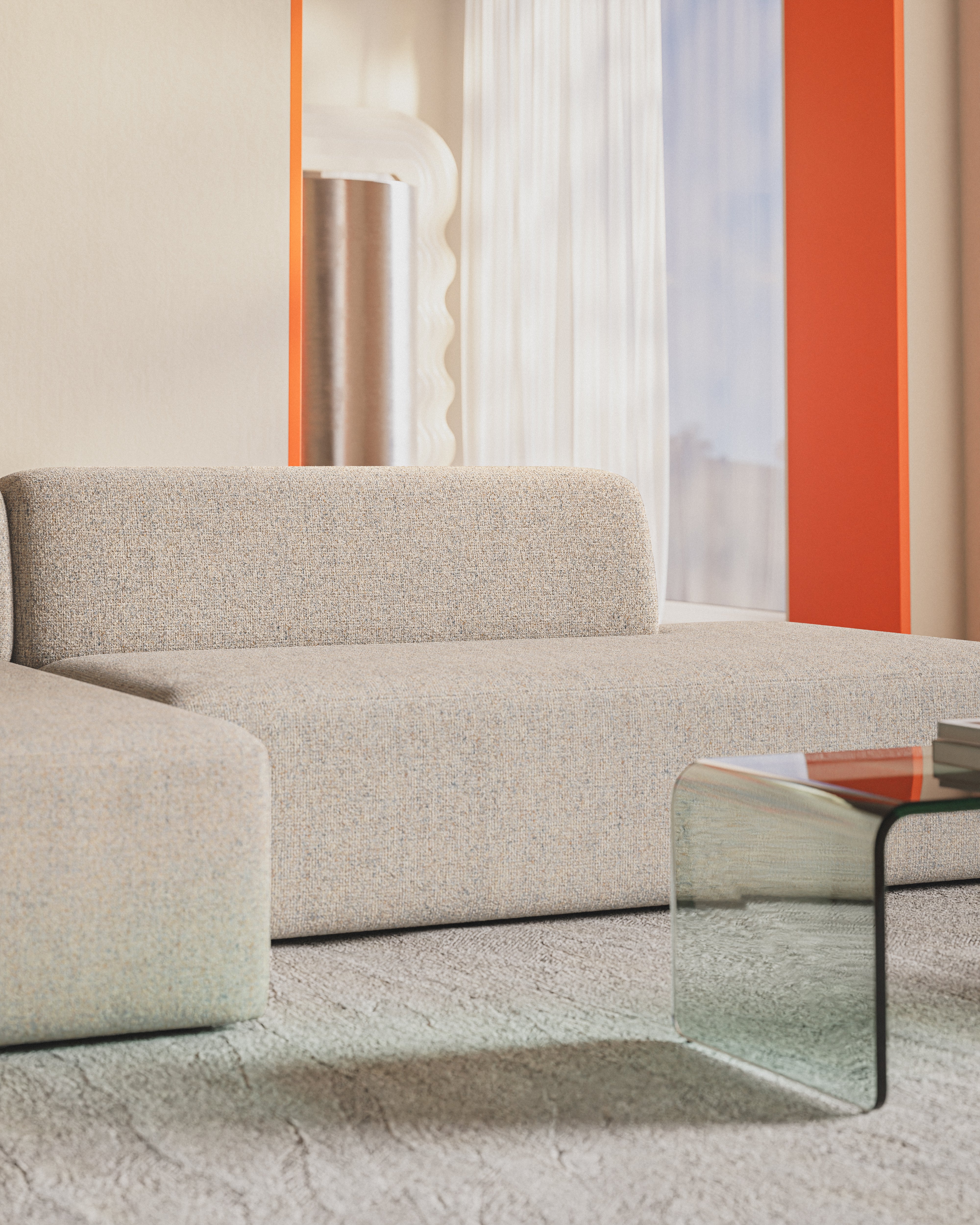 Open right-sided modular corner sofa UMI beige [Amelia]