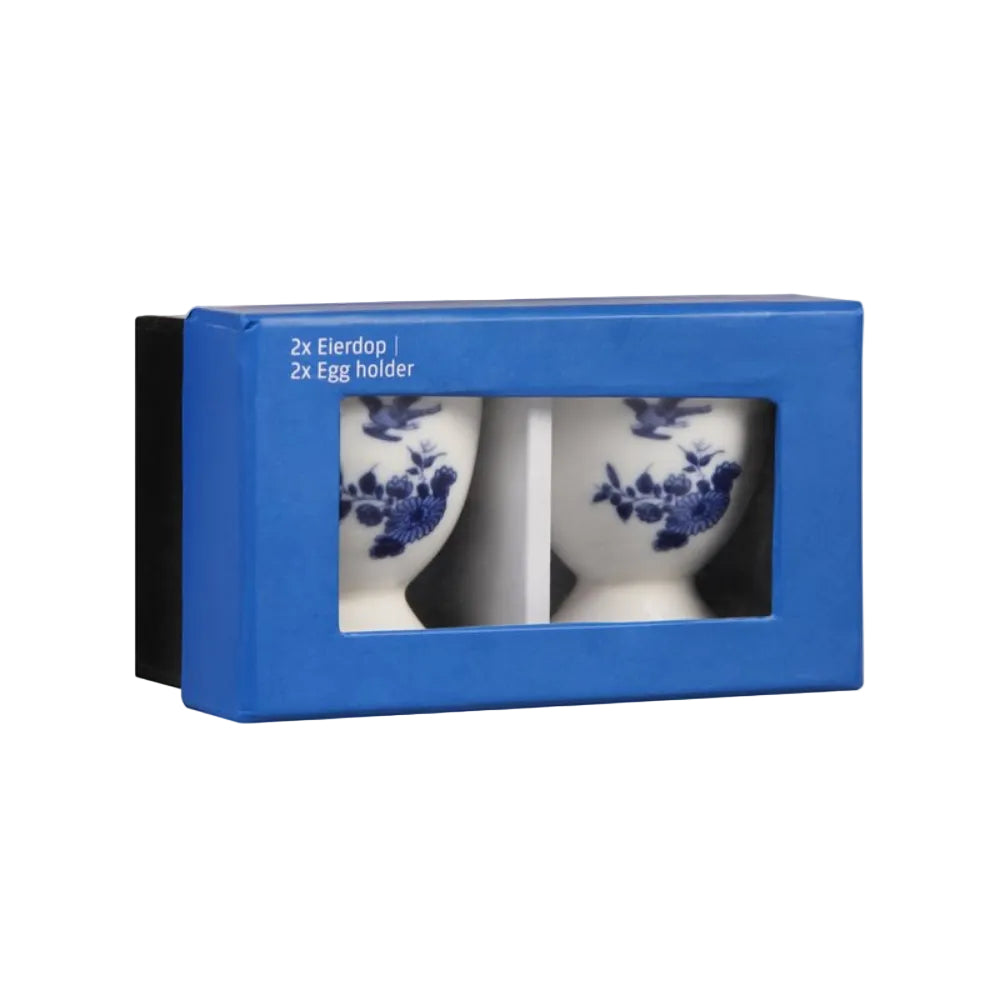 DELFTWARE white egg cups with blue