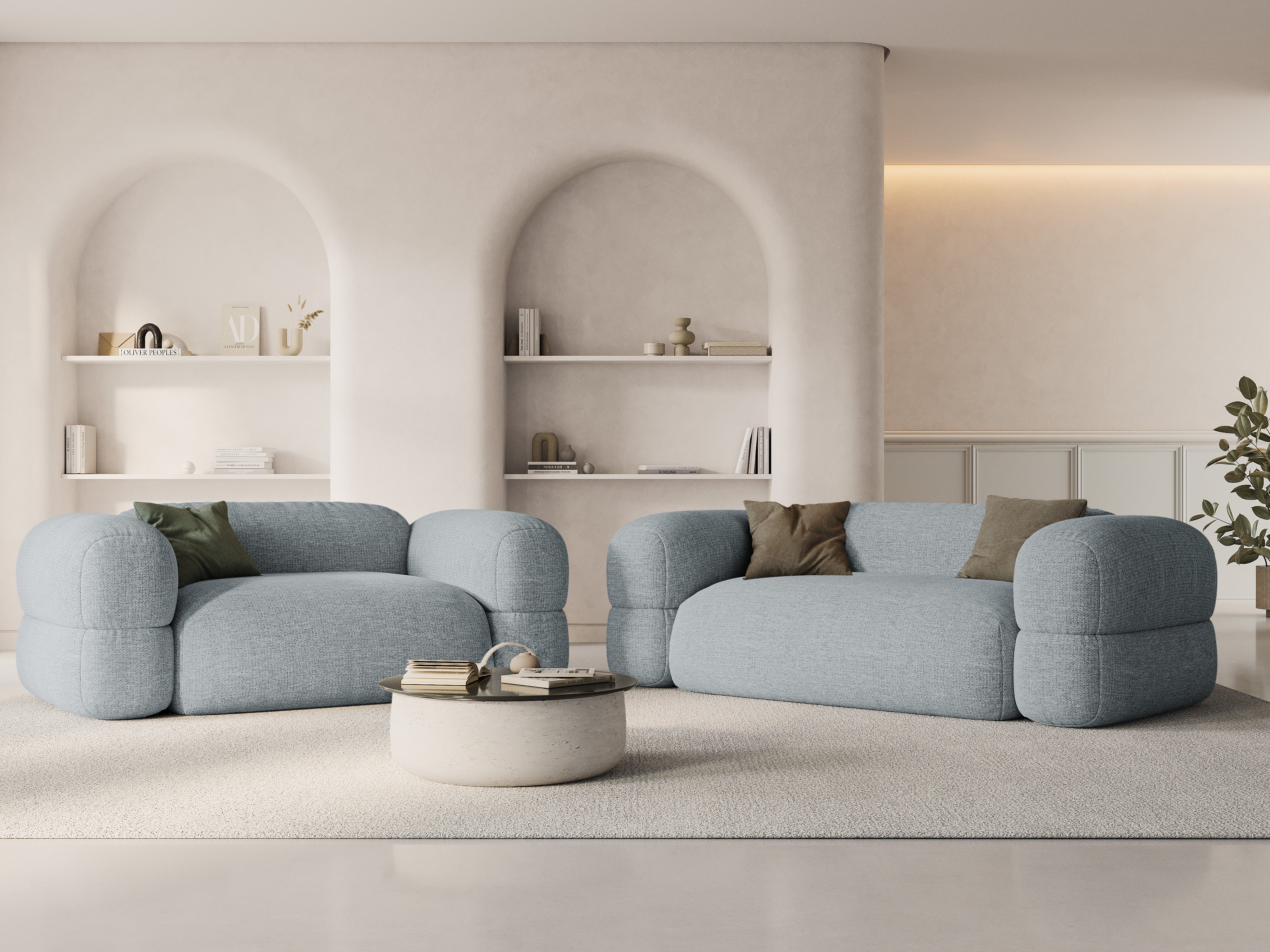 2-seater Sofa ROGER blue chenille