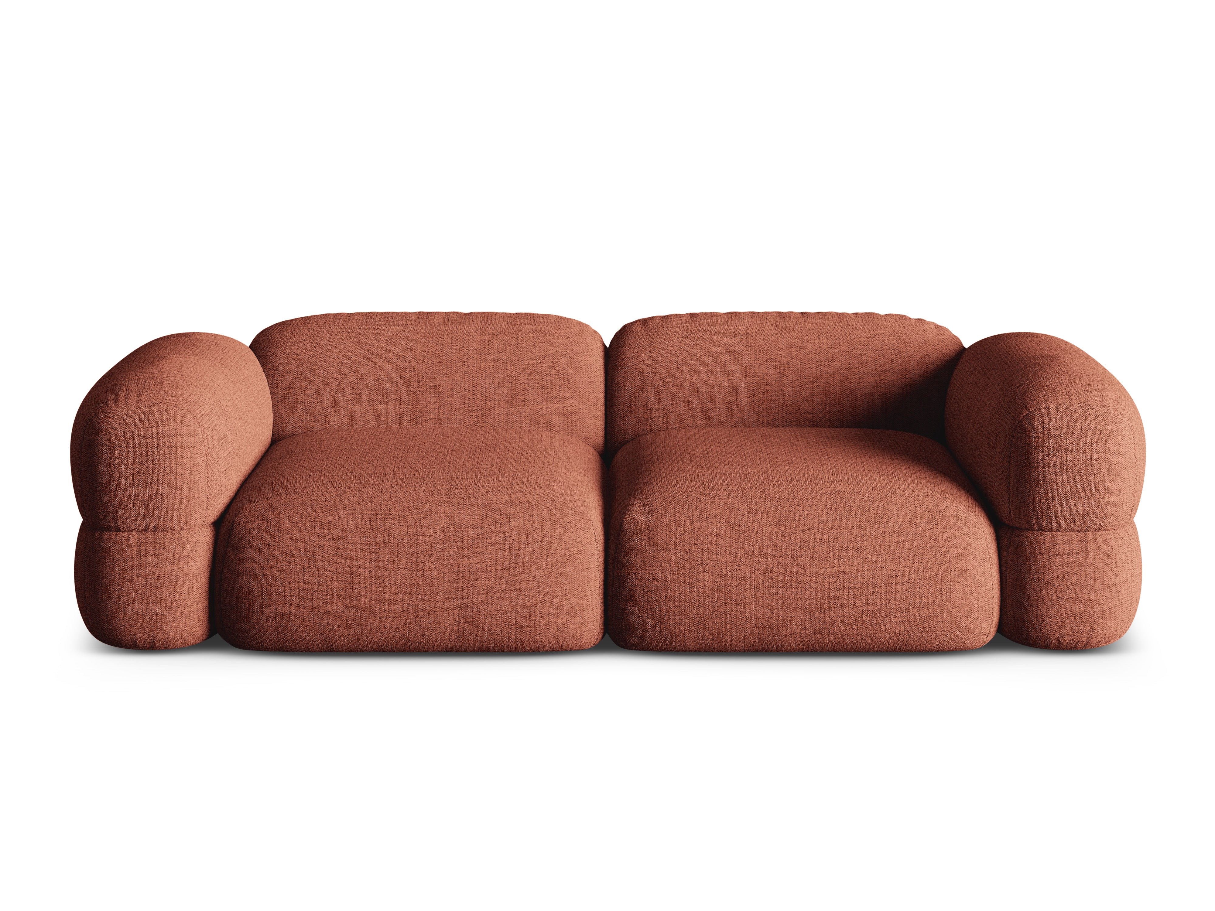 Sofa für 4 Personen ROGER korallenfarbener Chenille