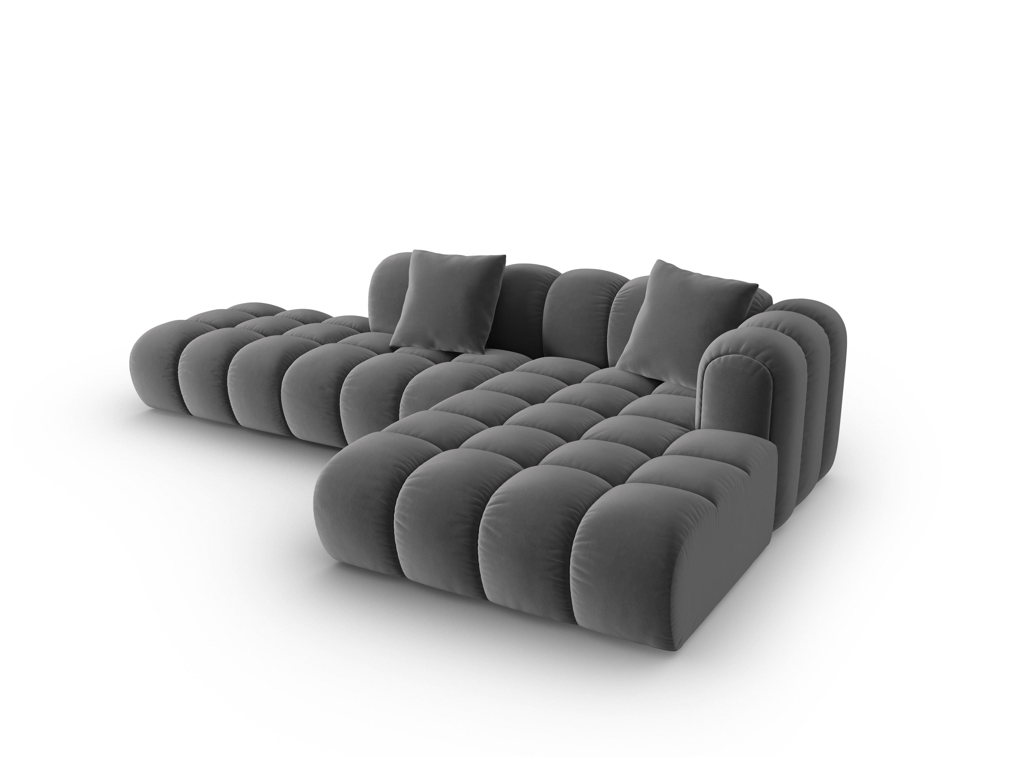 Velvet Corner Sofa Open Right ASTRO Gray
