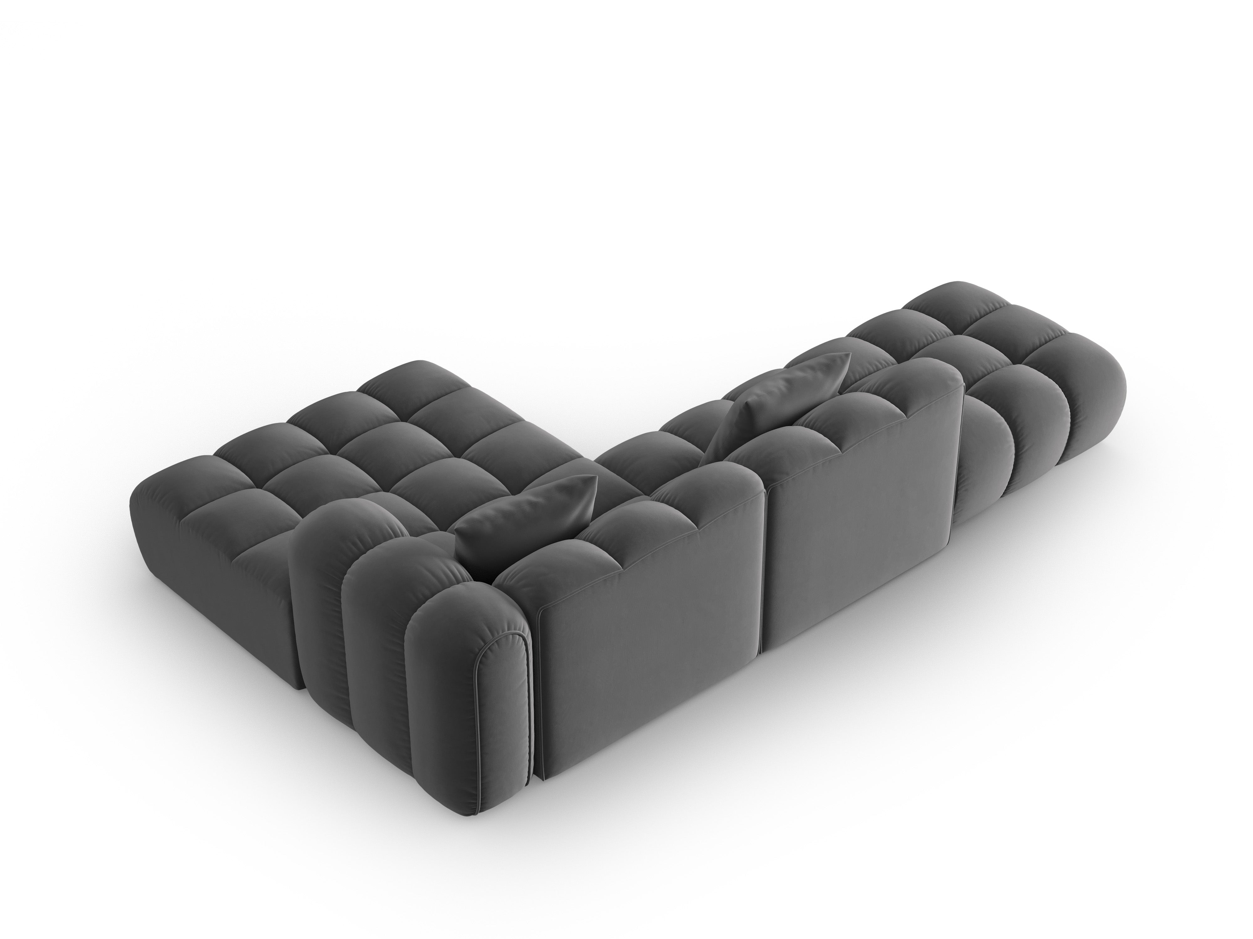 Velvet Corner Sofa Open Right ASTRO Gray