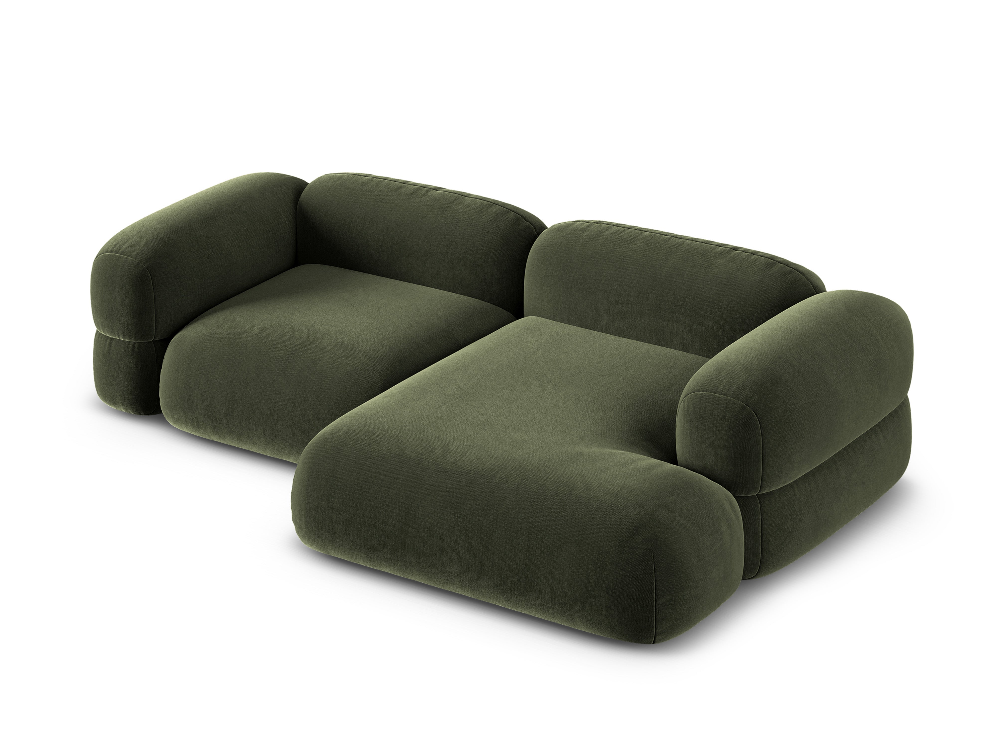 Samt-Ecksofa rechts ROGER olivgrün