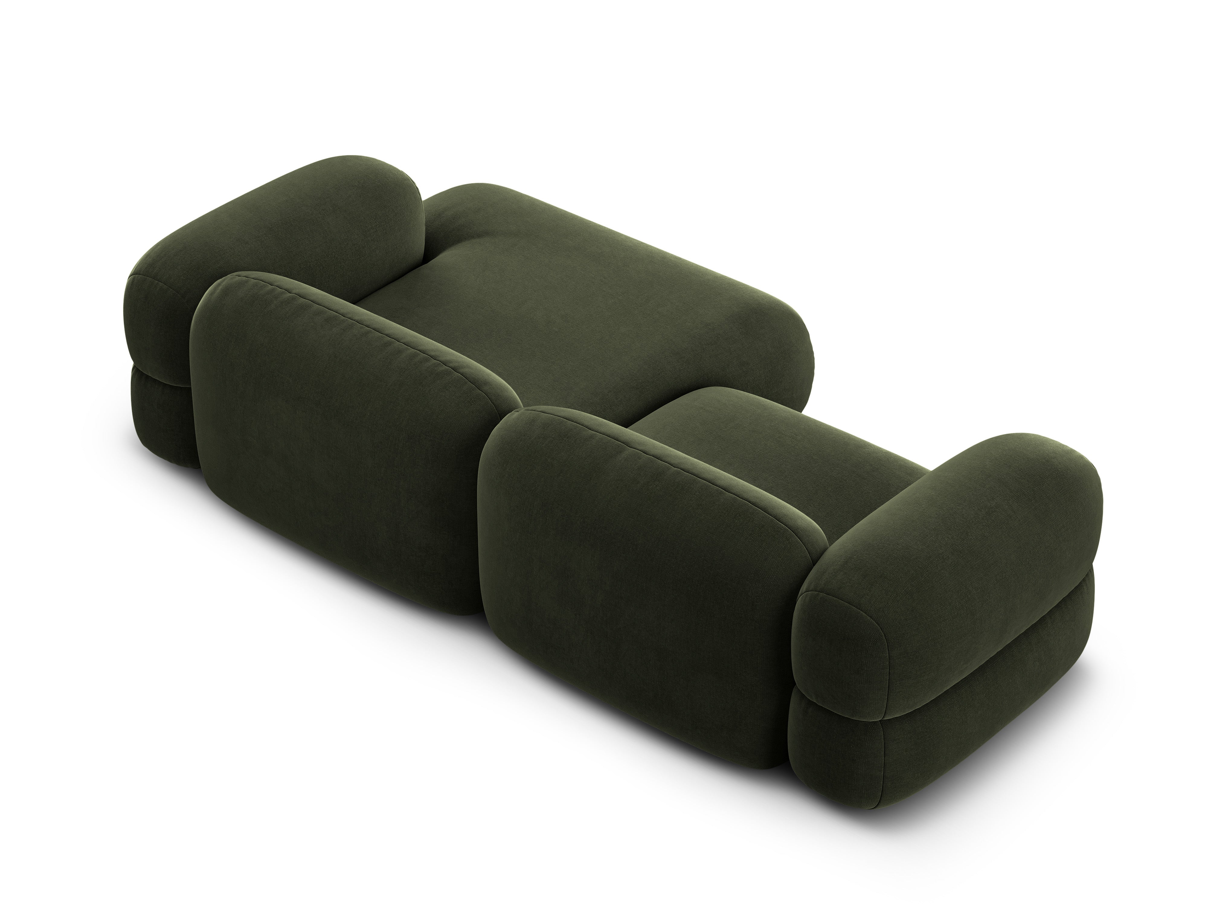 Samt-Ecksofa rechts ROGER olivgrün