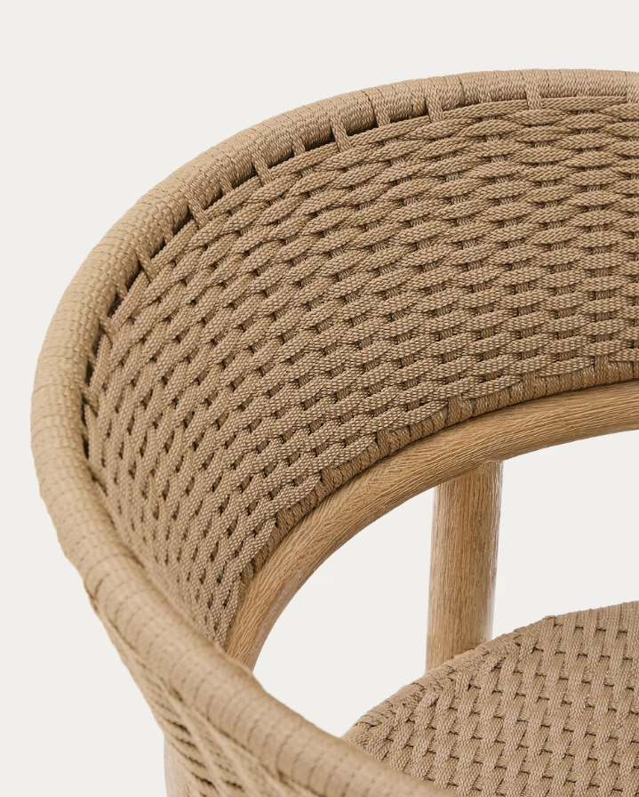 Arinella external chair solid acacia wood with a beige rope