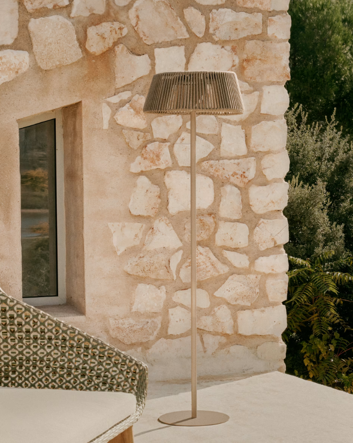 Outdoor lamp aldet brown-gray rope