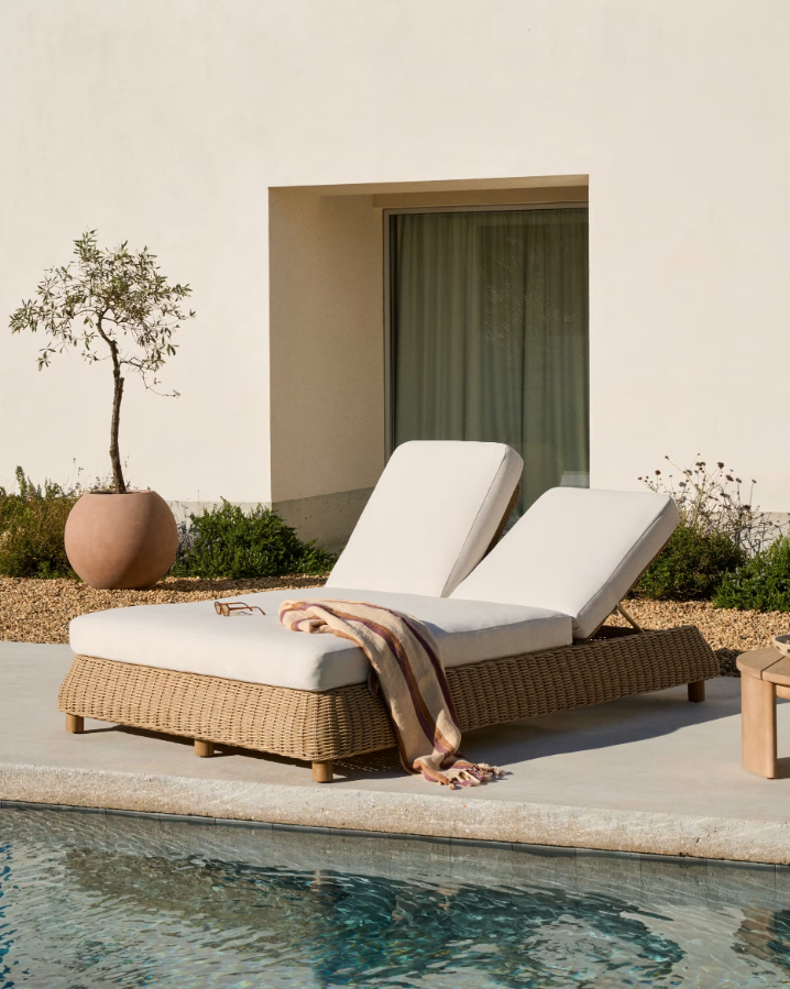 Double deckchair synthetic rattan