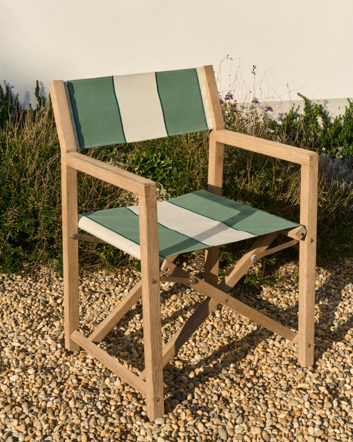 Vilara green and beige external chair with an acacia base