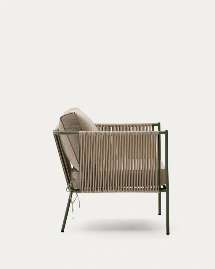 Zivia Écru outer armchair with a steel base