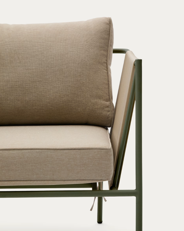 Zivia Écru outer armchair with a steel base