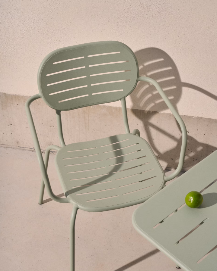 Garden chair with armrests Brai Olive Steel