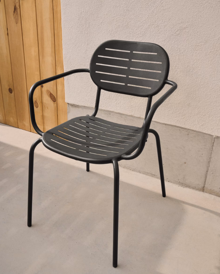 Garden chair with armrests Brai graphite steel