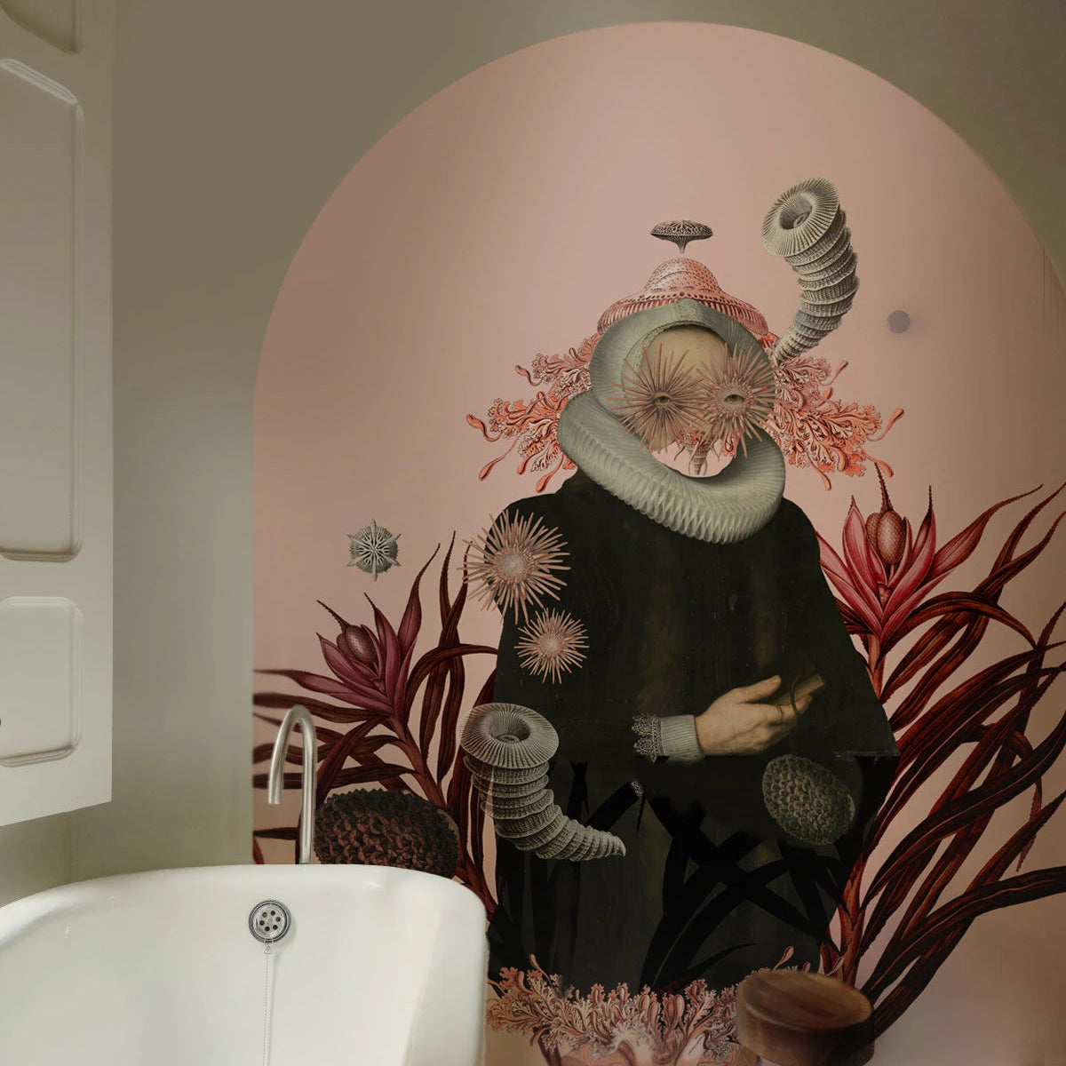 Non-woven arch-shaped mural LADY MEDUSA pink